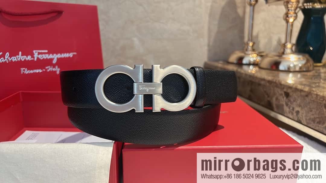 Ferragamo Ferragamo, exquisite figure 8 metal clasp, cowhide belt 3.5cm