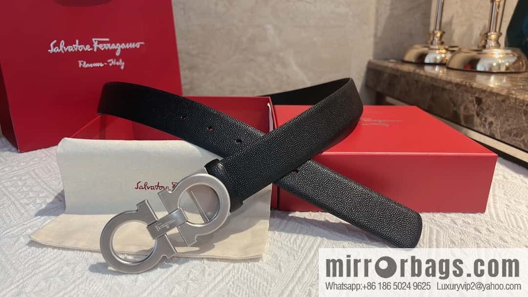 Ferragamo Ferragamo, exquisite figure 8 metal clasp, cowhide belt 3.5cm