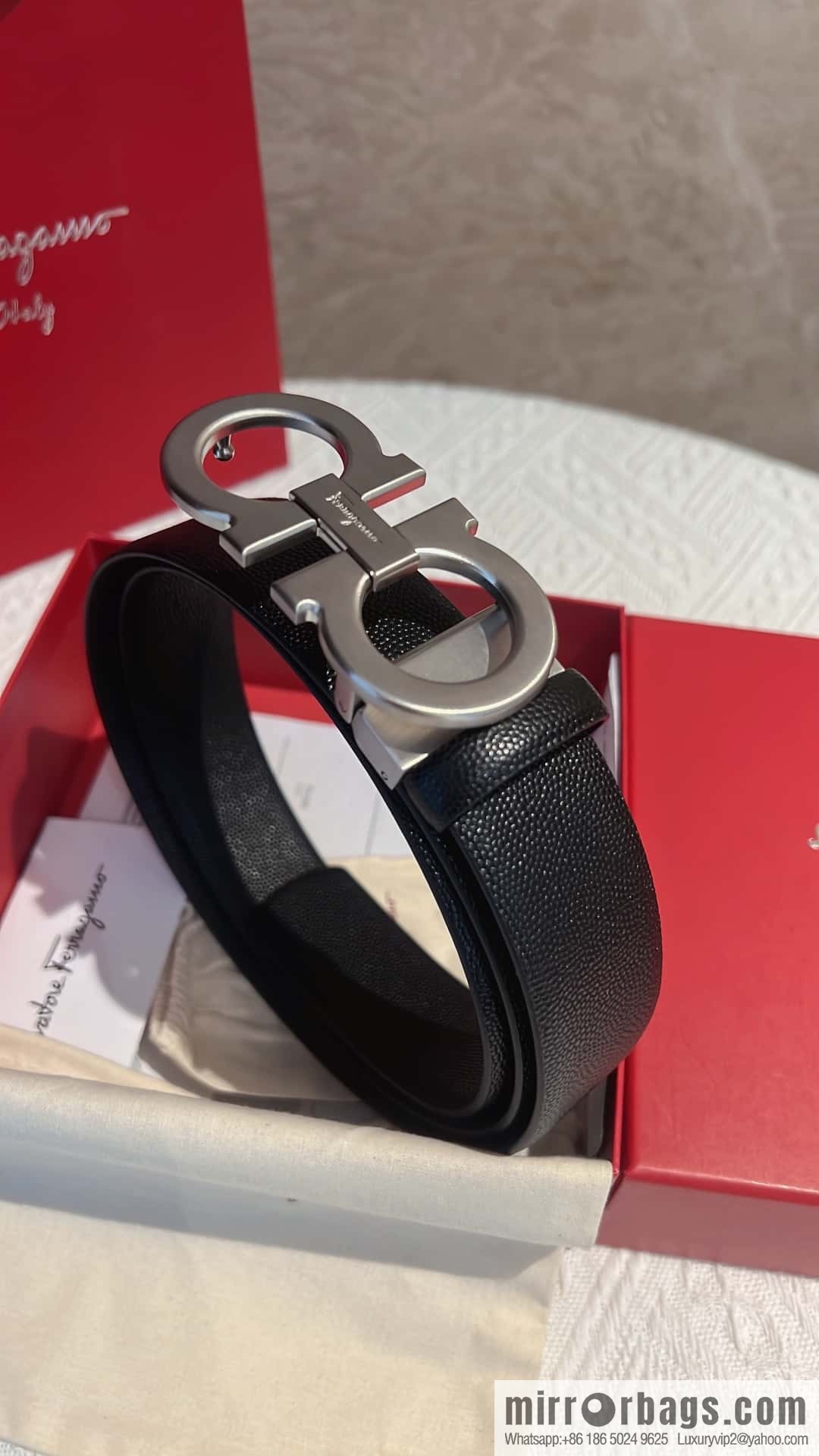 Ferragamo Ferragamo, exquisite figure 8 metal clasp, cowhide belt 3.5cm