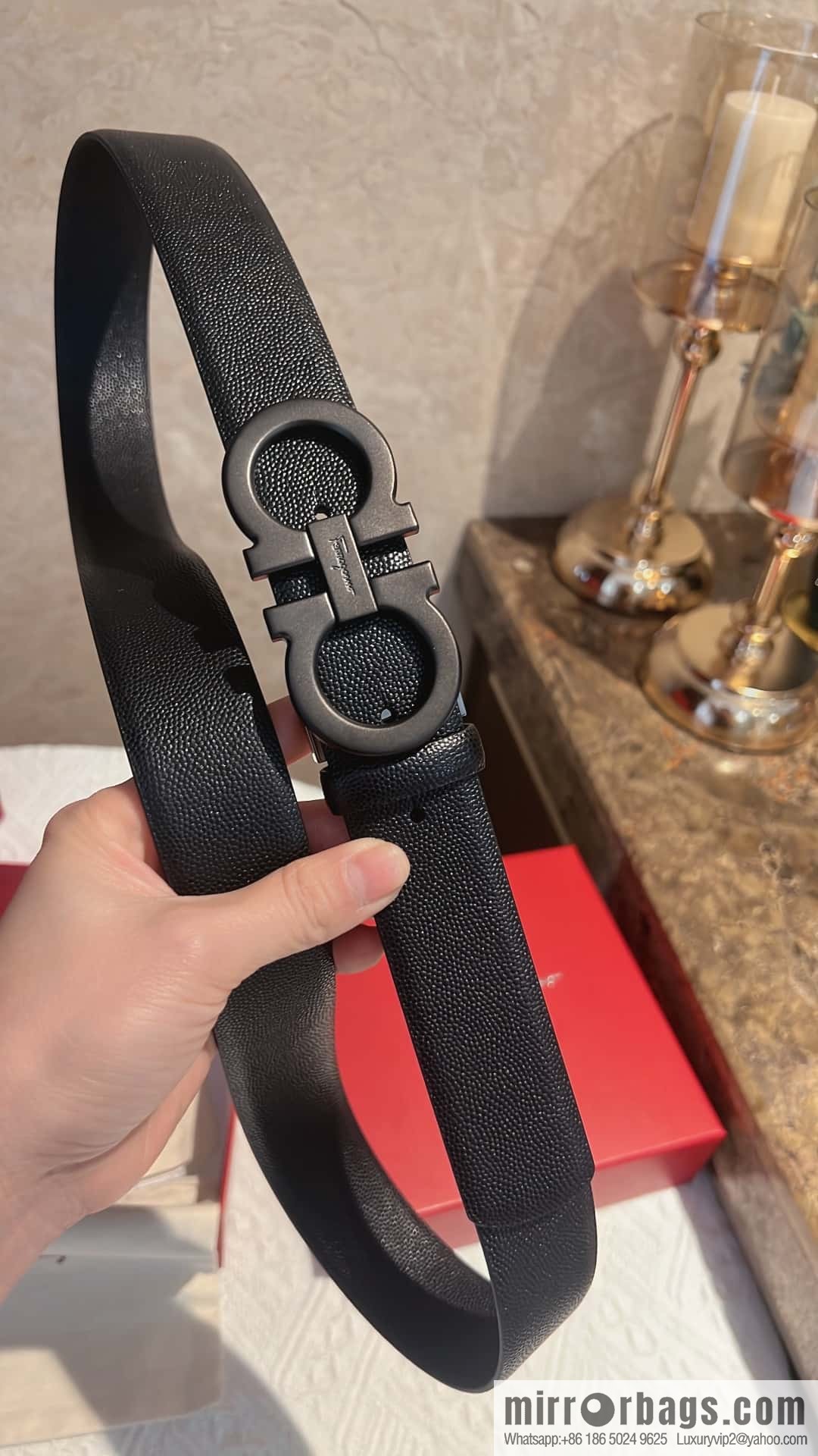 Ferragamo Ferragamo, exquisite figure 8 metal clasp, cowhide belt 3.5cm