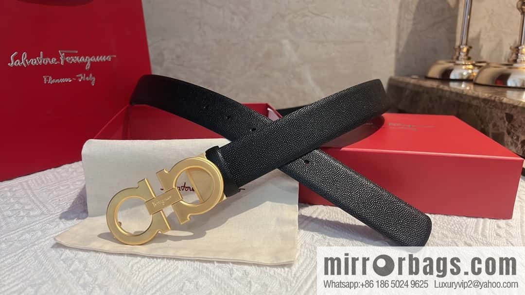 Ferragamo Ferragamo, exquisite figure 8 metal clasp, cowhide belt 3.5cm