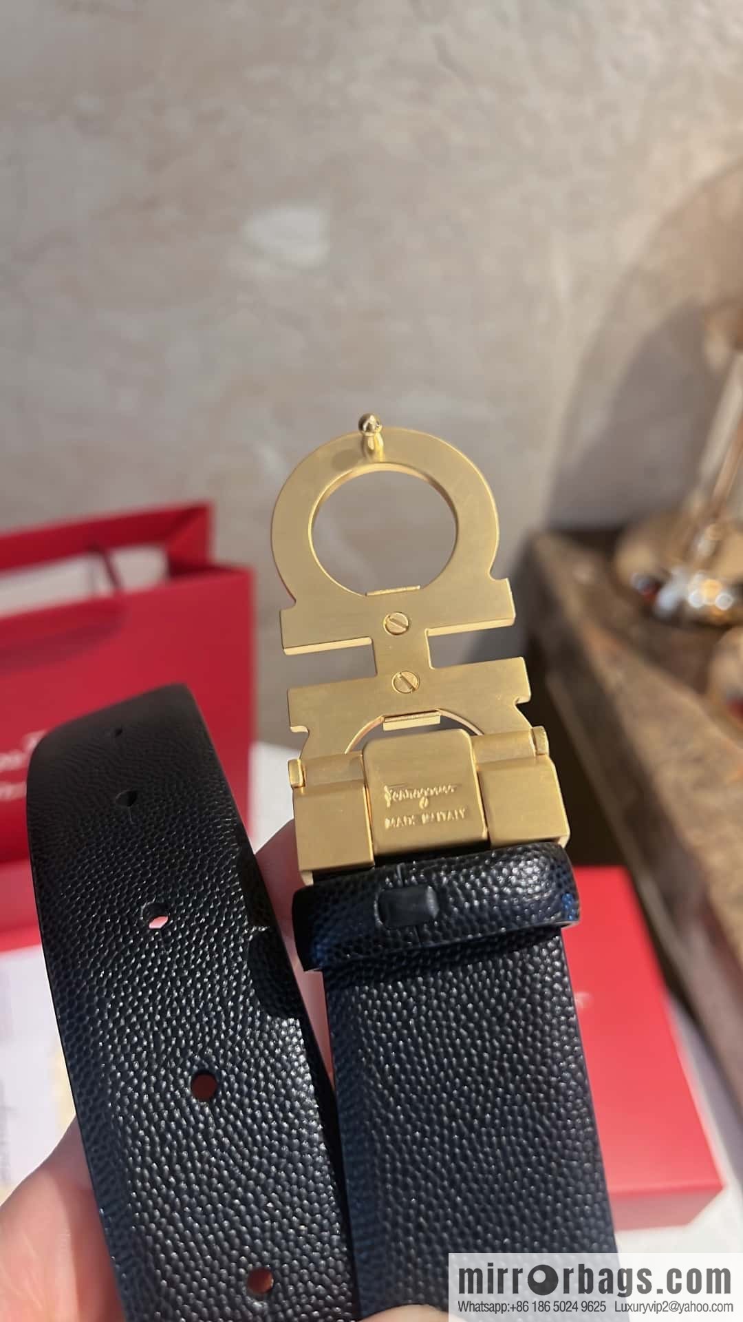 Ferragamo Ferragamo, exquisite figure 8 metal clasp, cowhide belt 3.5cm