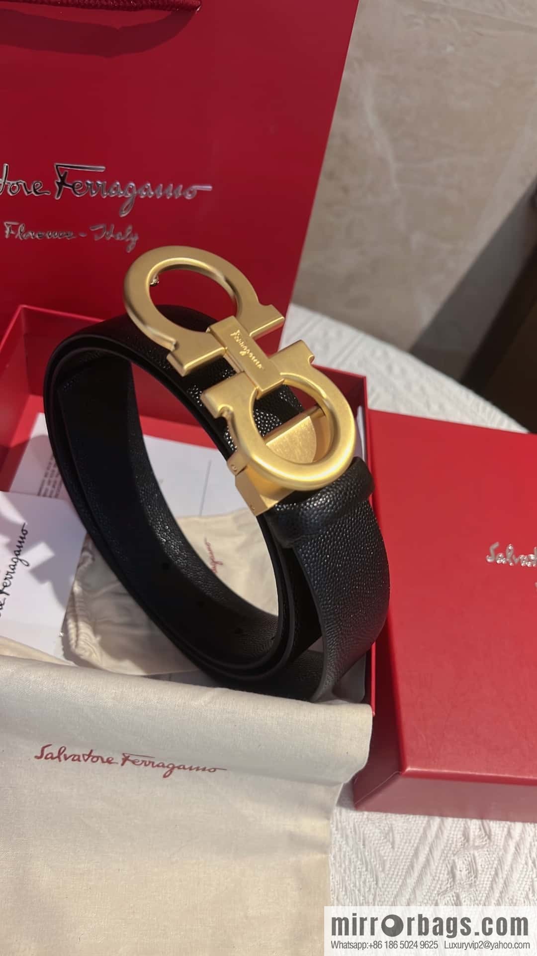 Ferragamo Ferragamo, exquisite figure 8 metal clasp, cowhide belt 3.5cm