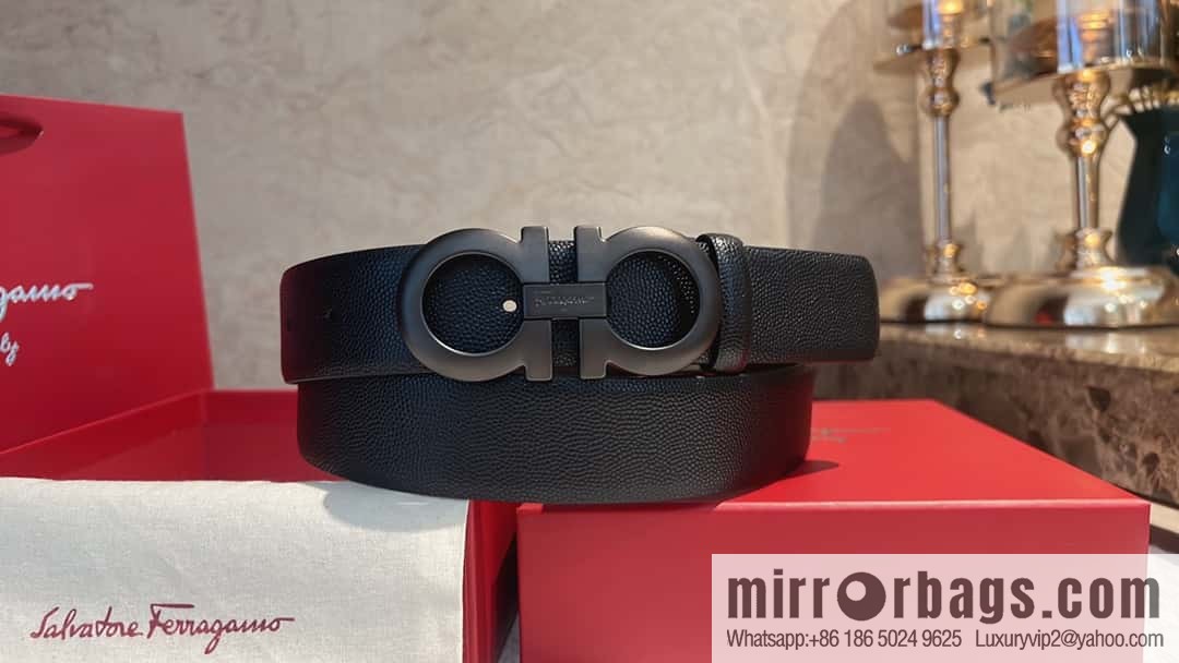 Ferragamo Ferragamo, exquisite figure 8 metal clasp, cowhide belt 3.5cm