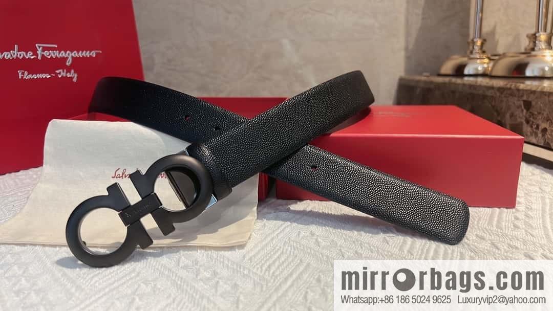 Ferragamo Ferragamo, exquisite figure 8 metal clasp, cowhide belt 3.5cm