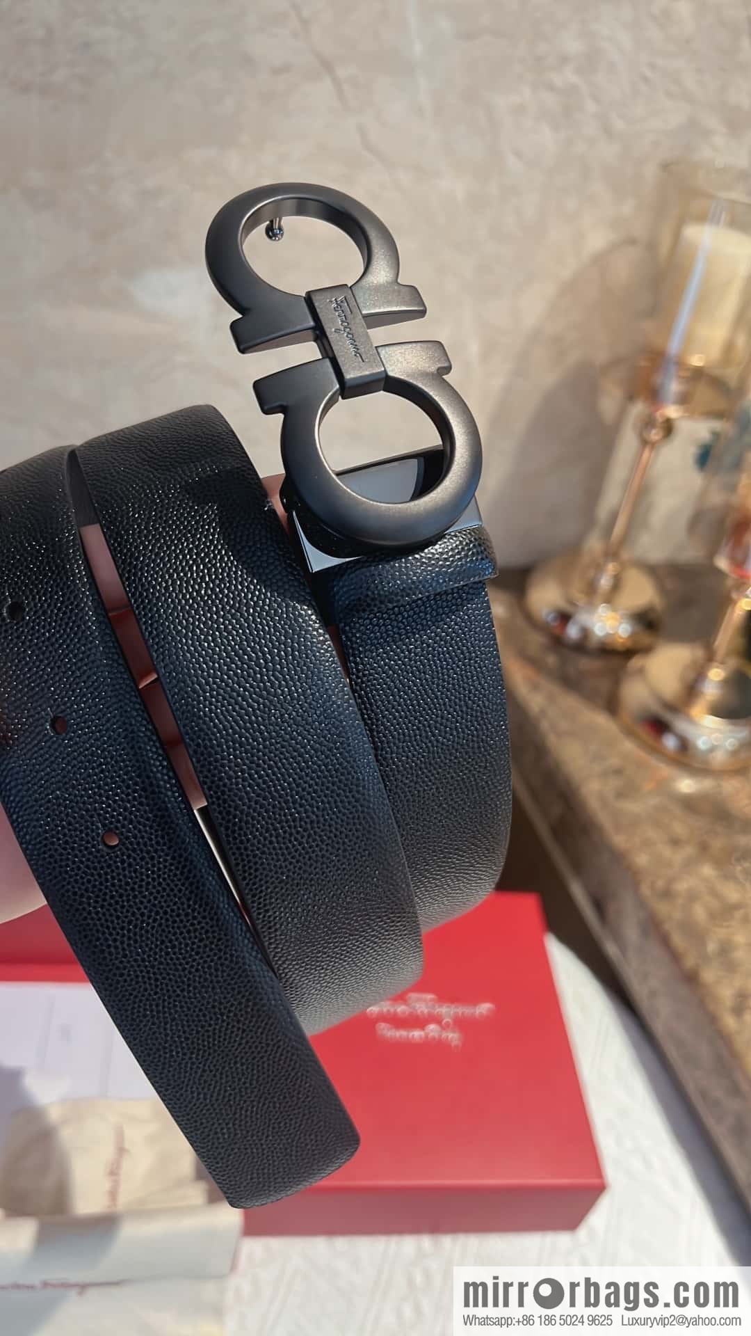 Ferragamo Ferragamo, exquisite figure 8 metal clasp, cowhide belt 3.5cm