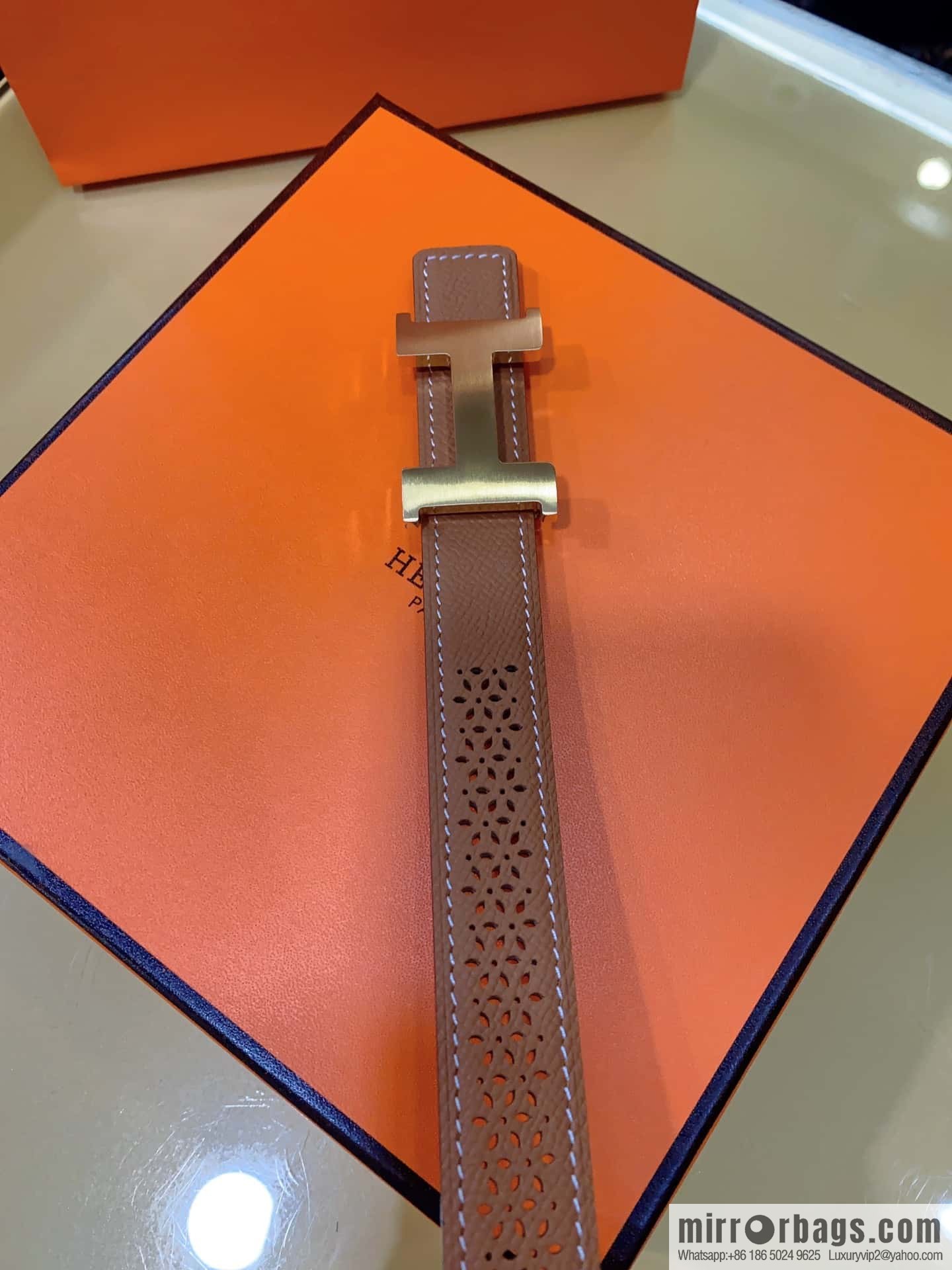Hermes, mini metal buckle, colorful leather belt 2.4CM