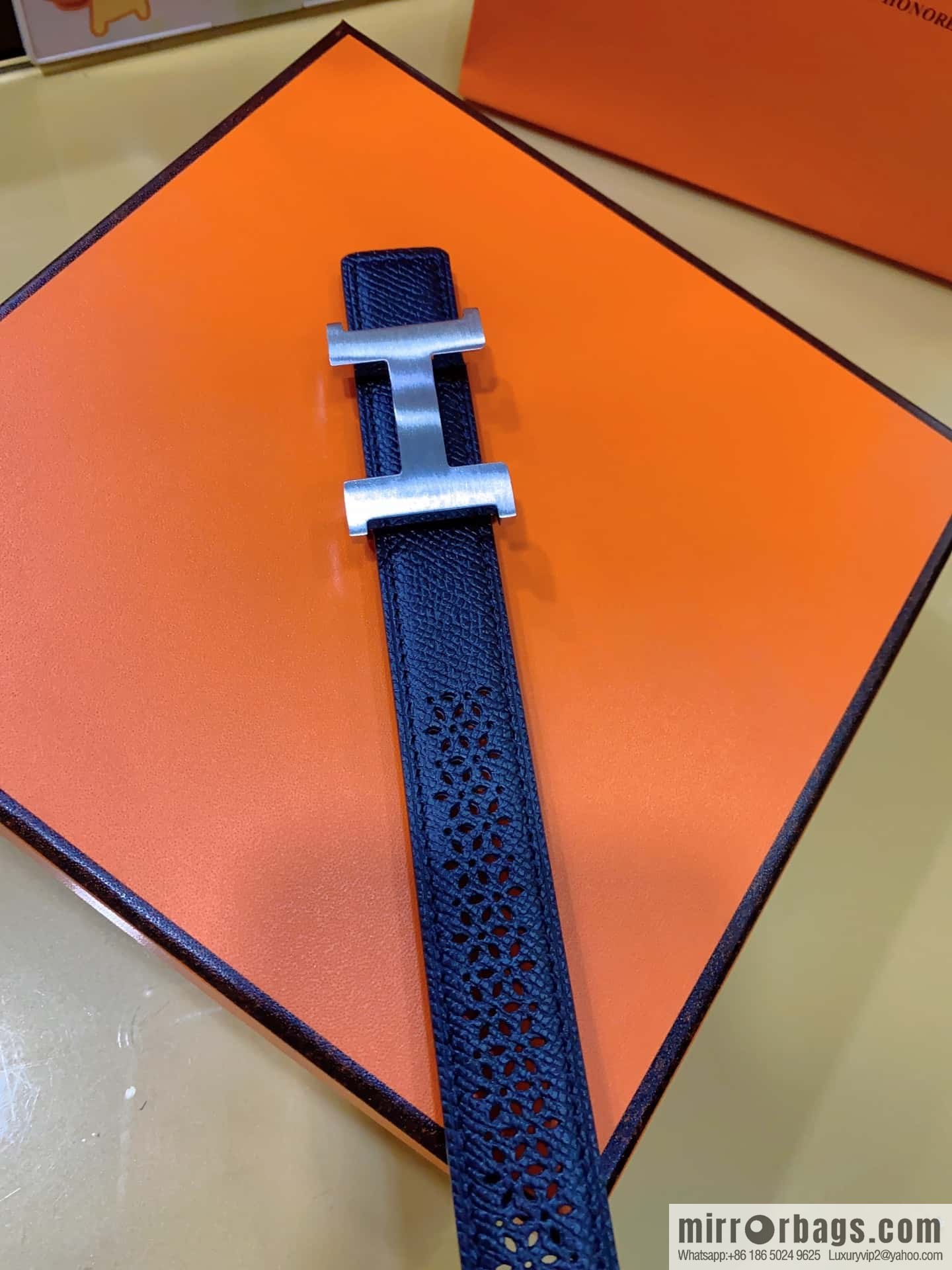 Hermes, mini metal buckle, colorful leather belt 2.4CM