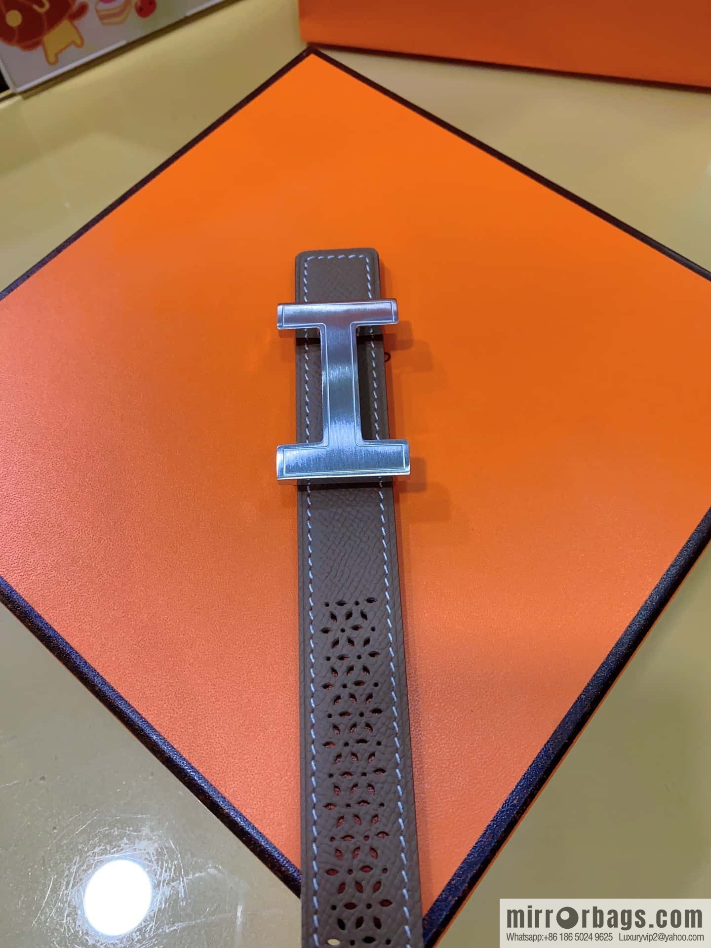 Hermes, mini metal buckle, colorful leather belt 2.4CM
