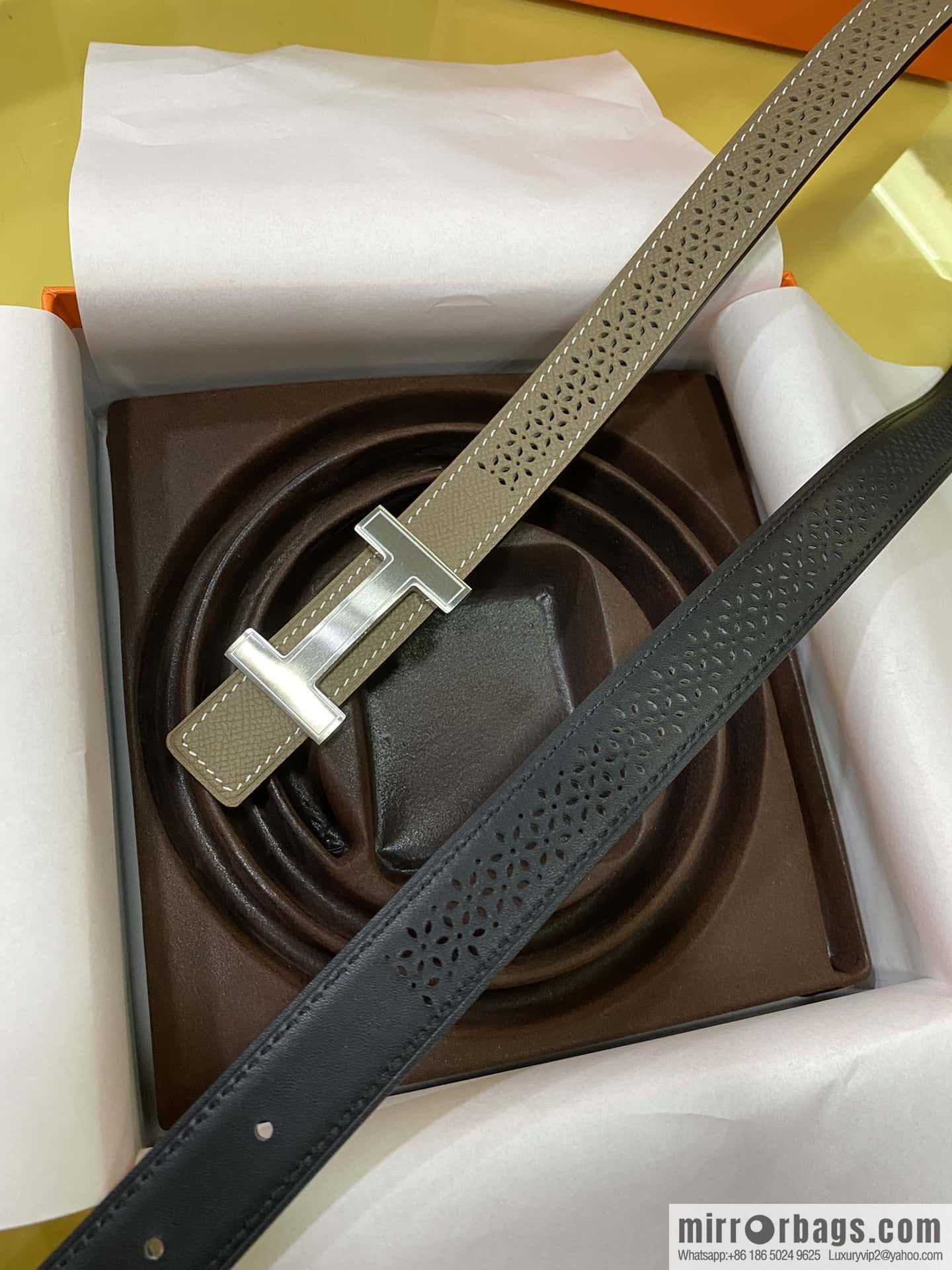 Hermes, mini metal buckle, colorful leather belt 2.4CM