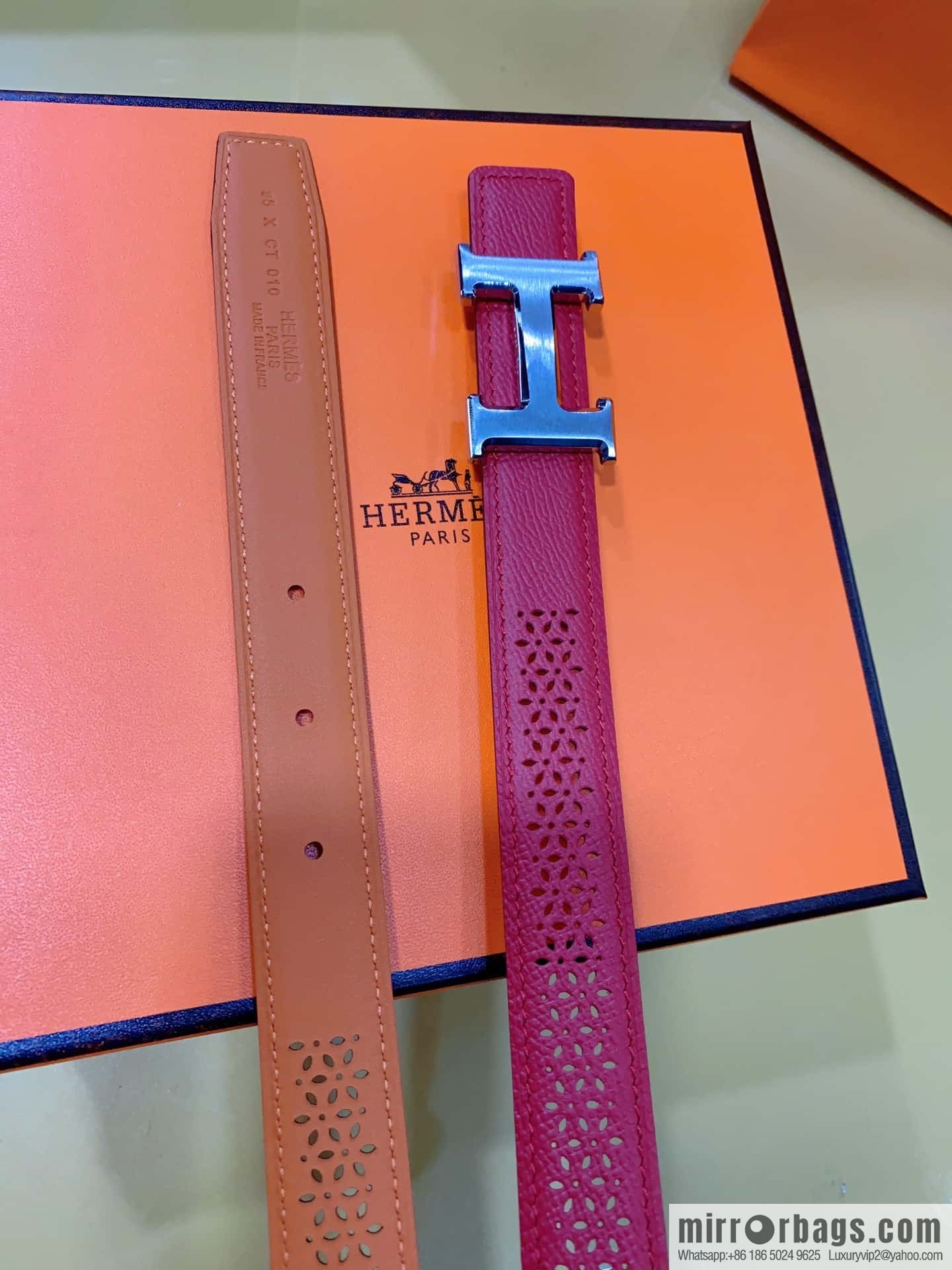 Hermes, mini metal buckle, colorful leather belt 2.4CM