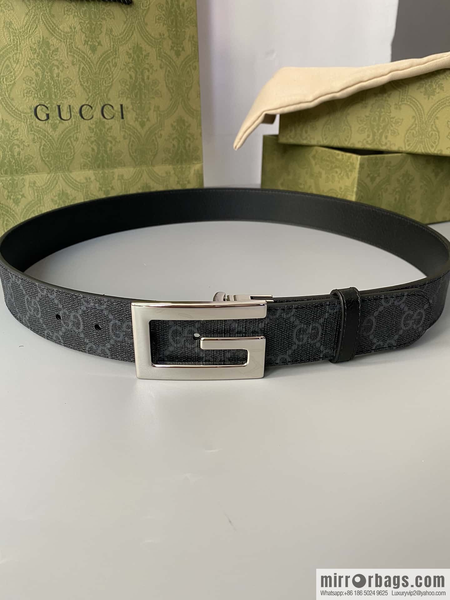 GUCCI 3.5cm square G-buckle double-sided belt