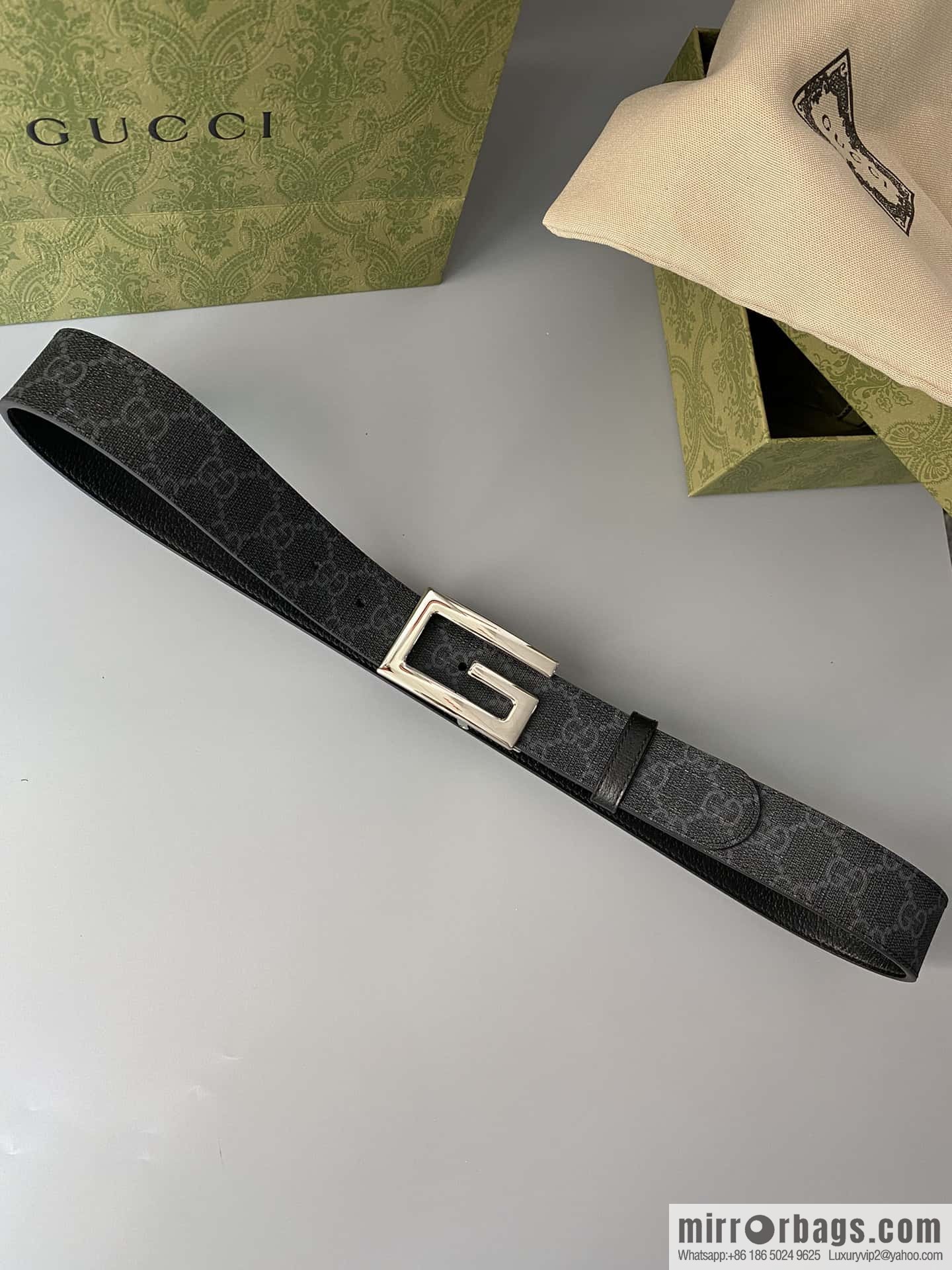 GUCCI 3.5cm square G-buckle double-sided belt