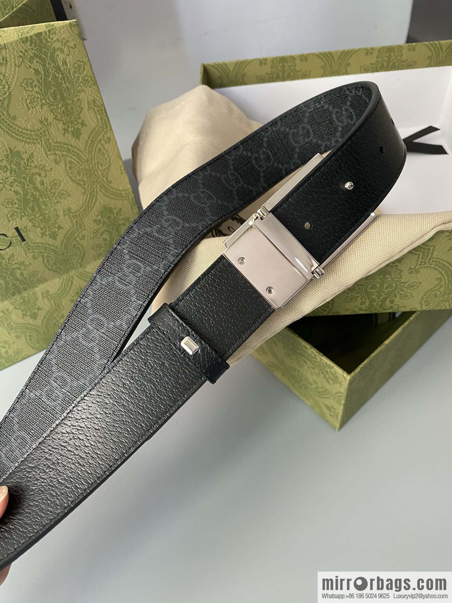 GUCCI 3.5cm square G-buckle double-sided belt