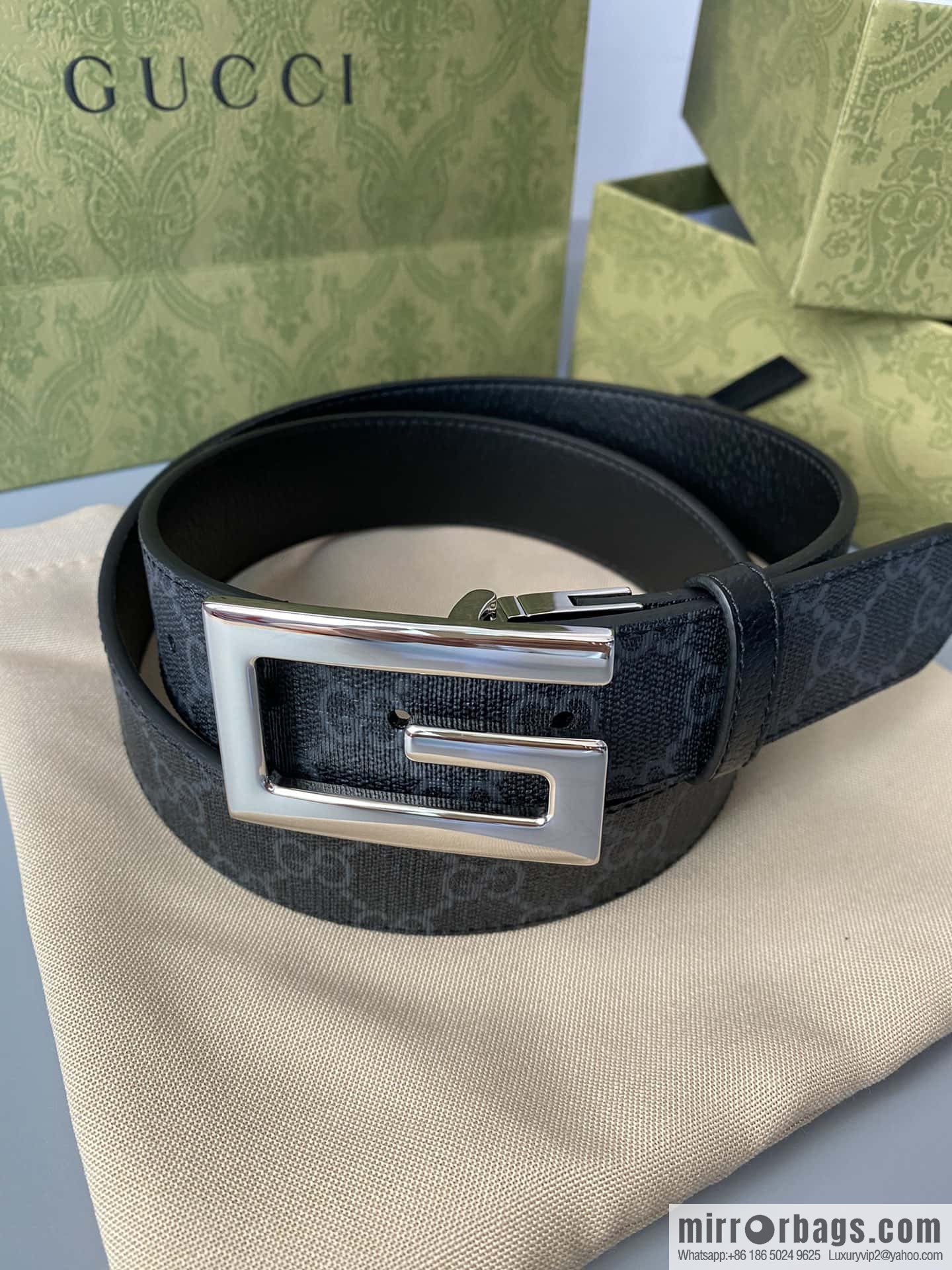 GUCCI 3.5cm square G-buckle double-sided belt