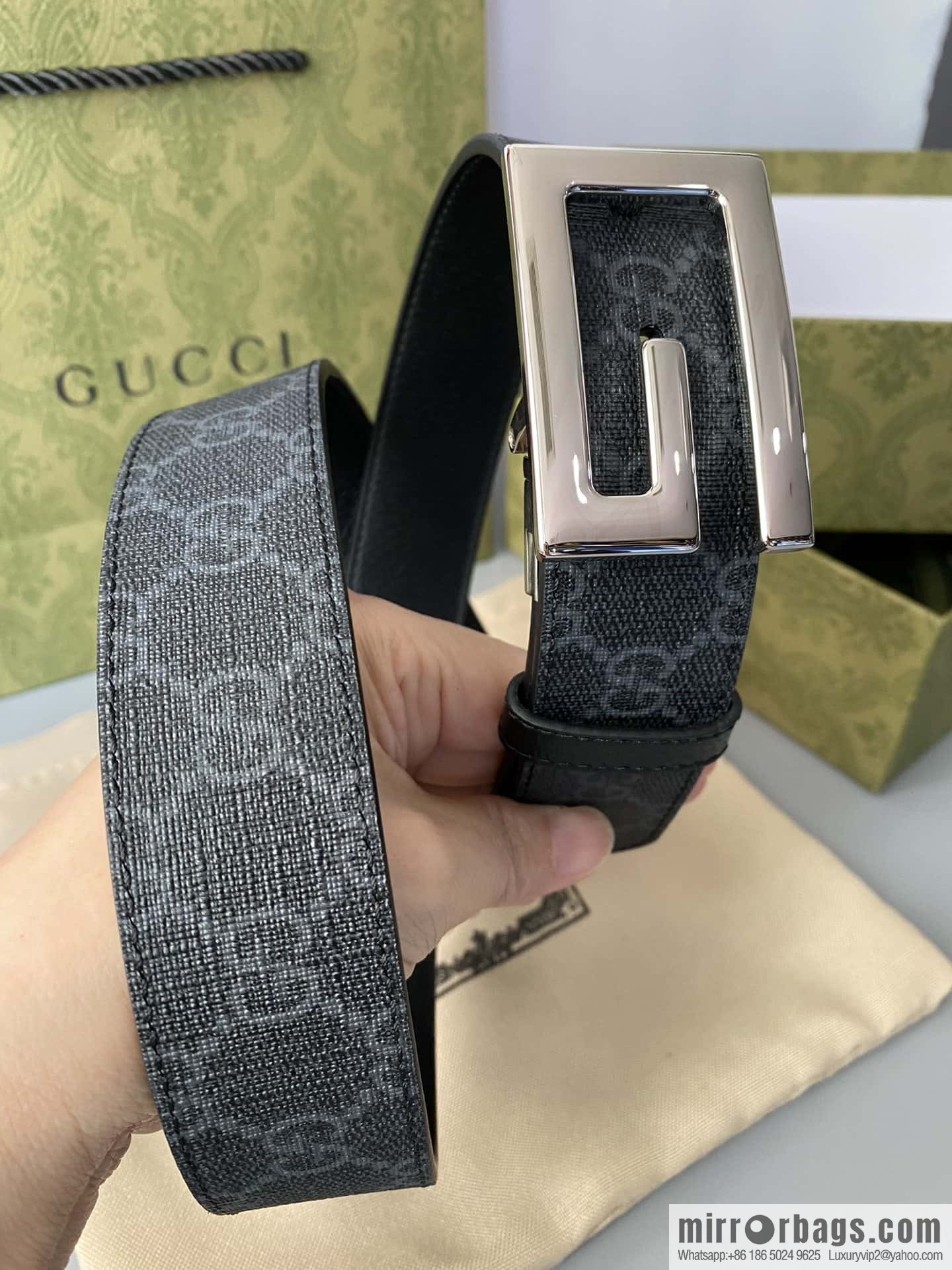 GUCCI 3.5cm square G-buckle double-sided belt