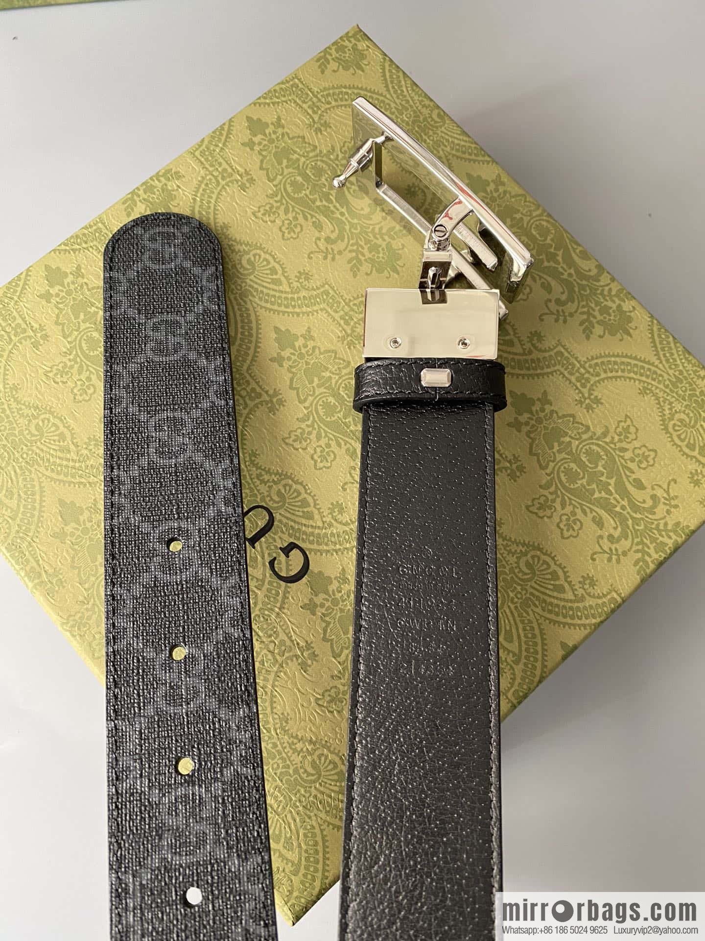 GUCCI 3.5cm square G-buckle double-sided belt
