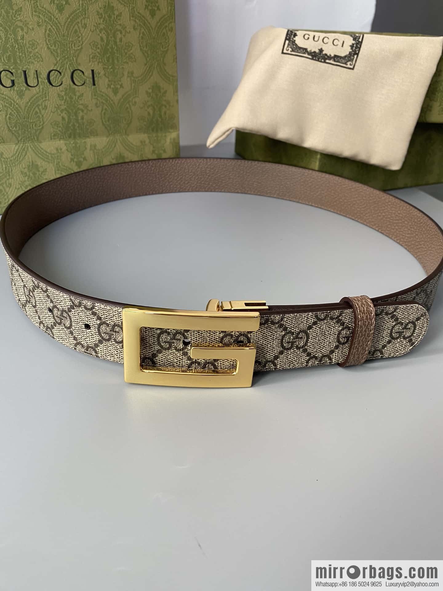 GUCCI 3.5cm square G-buckle double-sided belt