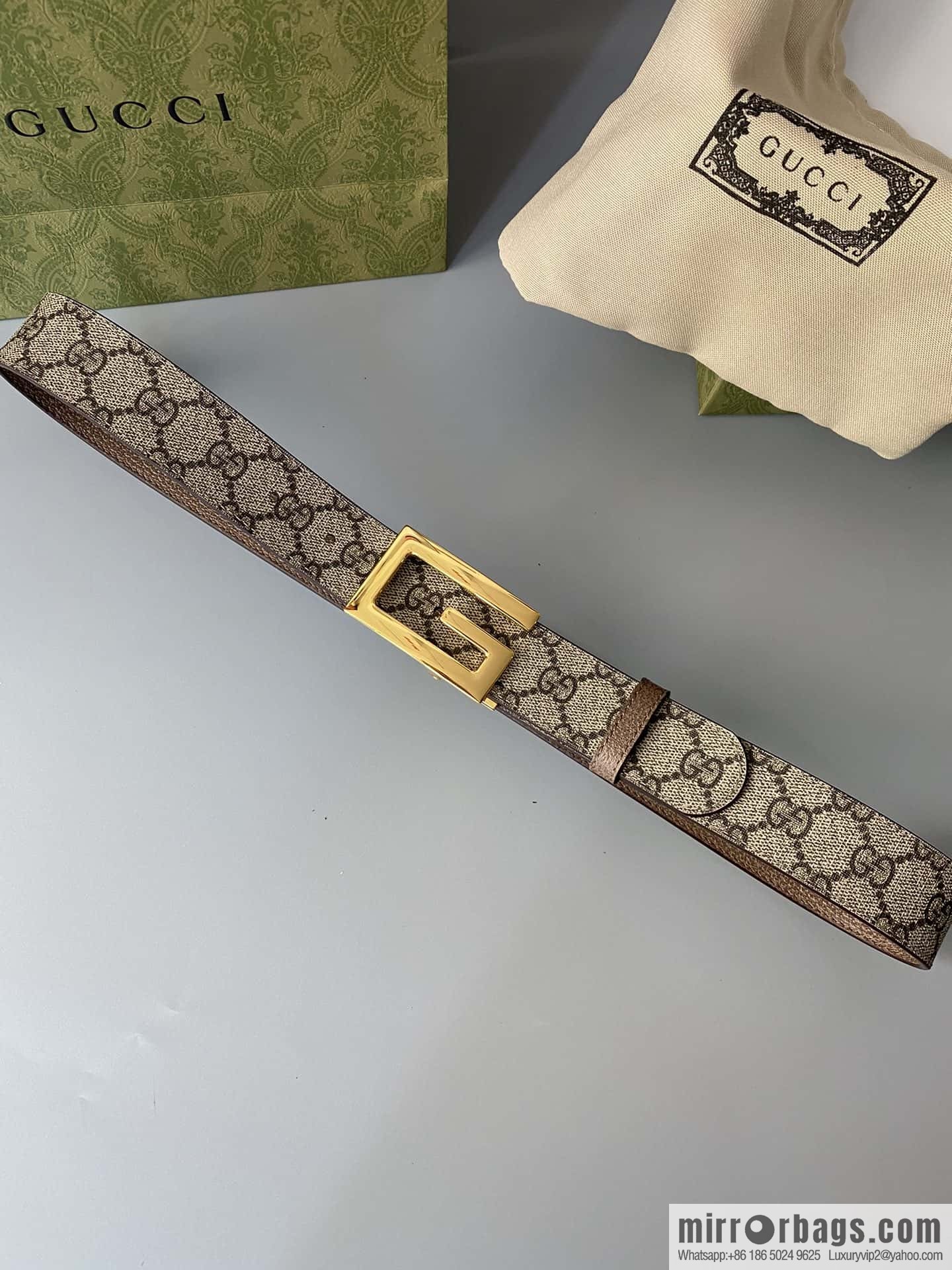 GUCCI 3.5cm square G-buckle double-sided belt