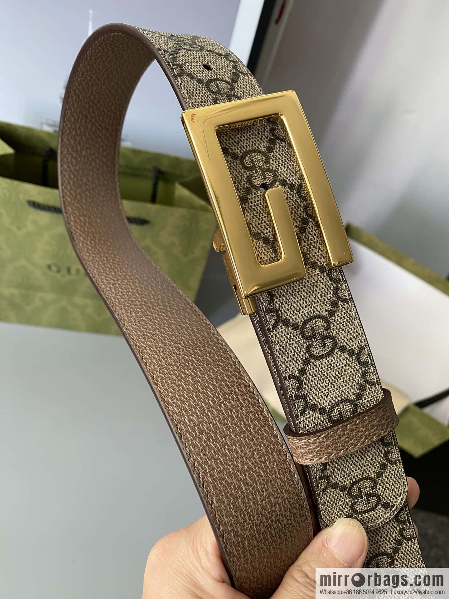 GUCCI 3.5cm square G-buckle double-sided belt