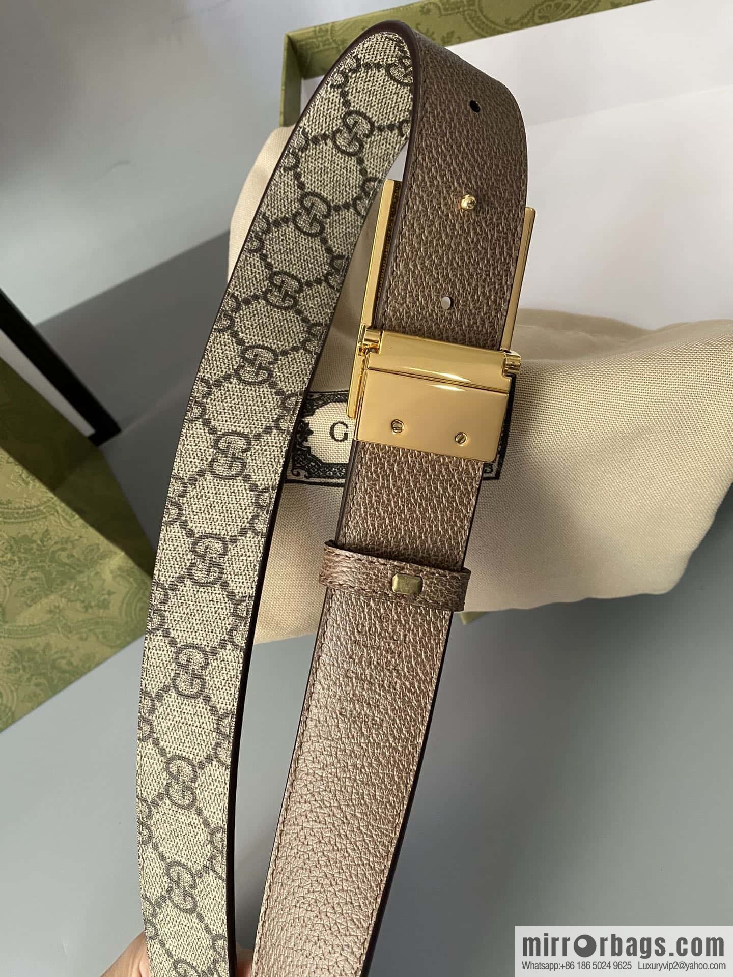 GUCCI 3.5cm square G-buckle double-sided belt