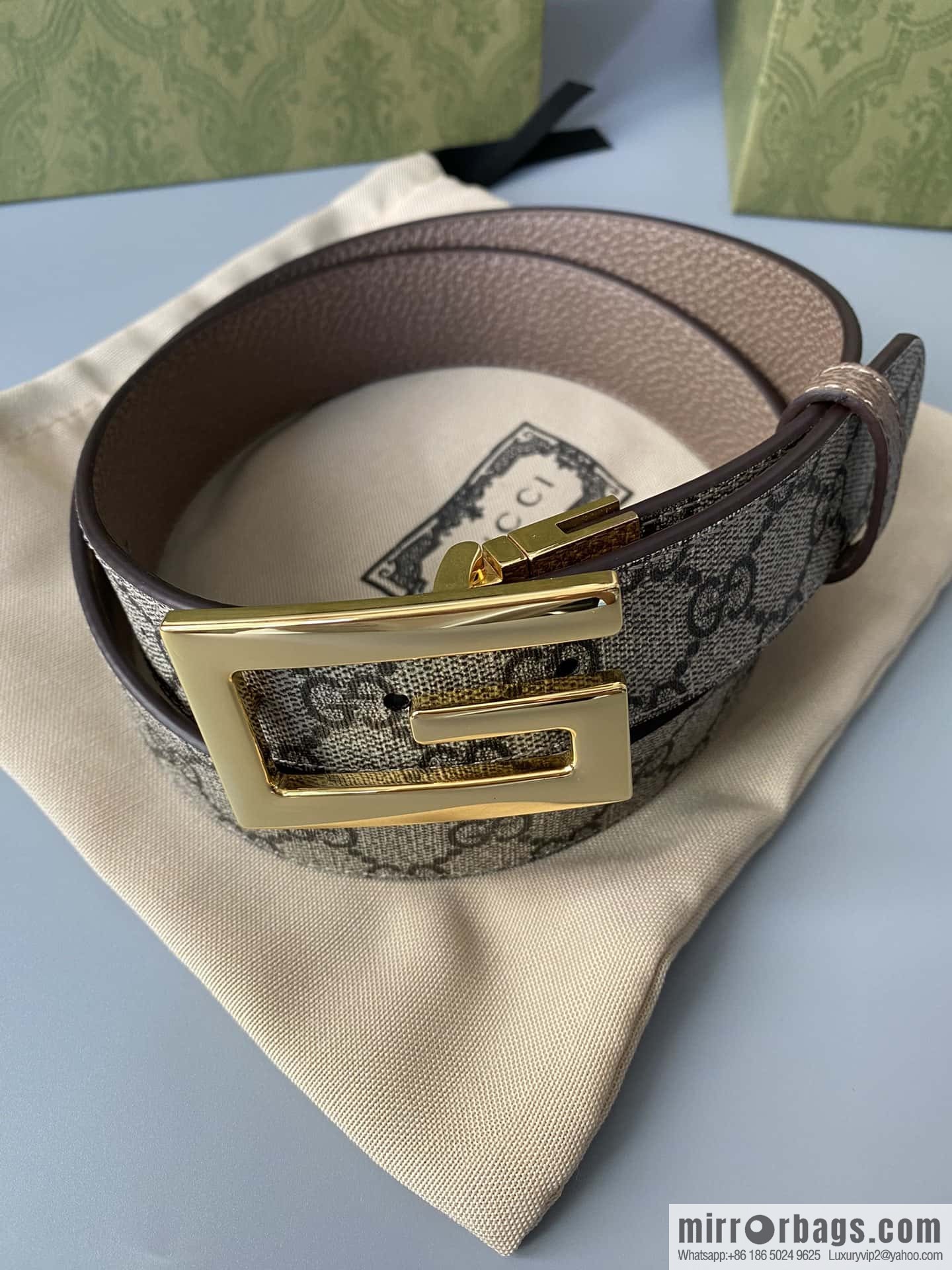GUCCI 3.5cm square G-buckle double-sided belt