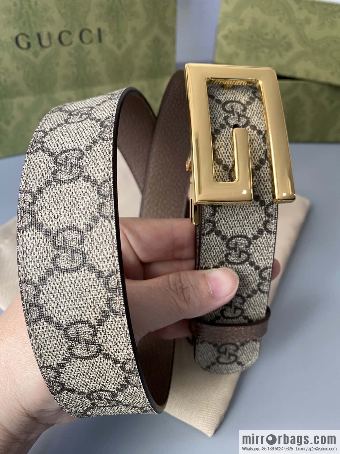 GUCCI 3.5cm square G-buckle double-sided belt