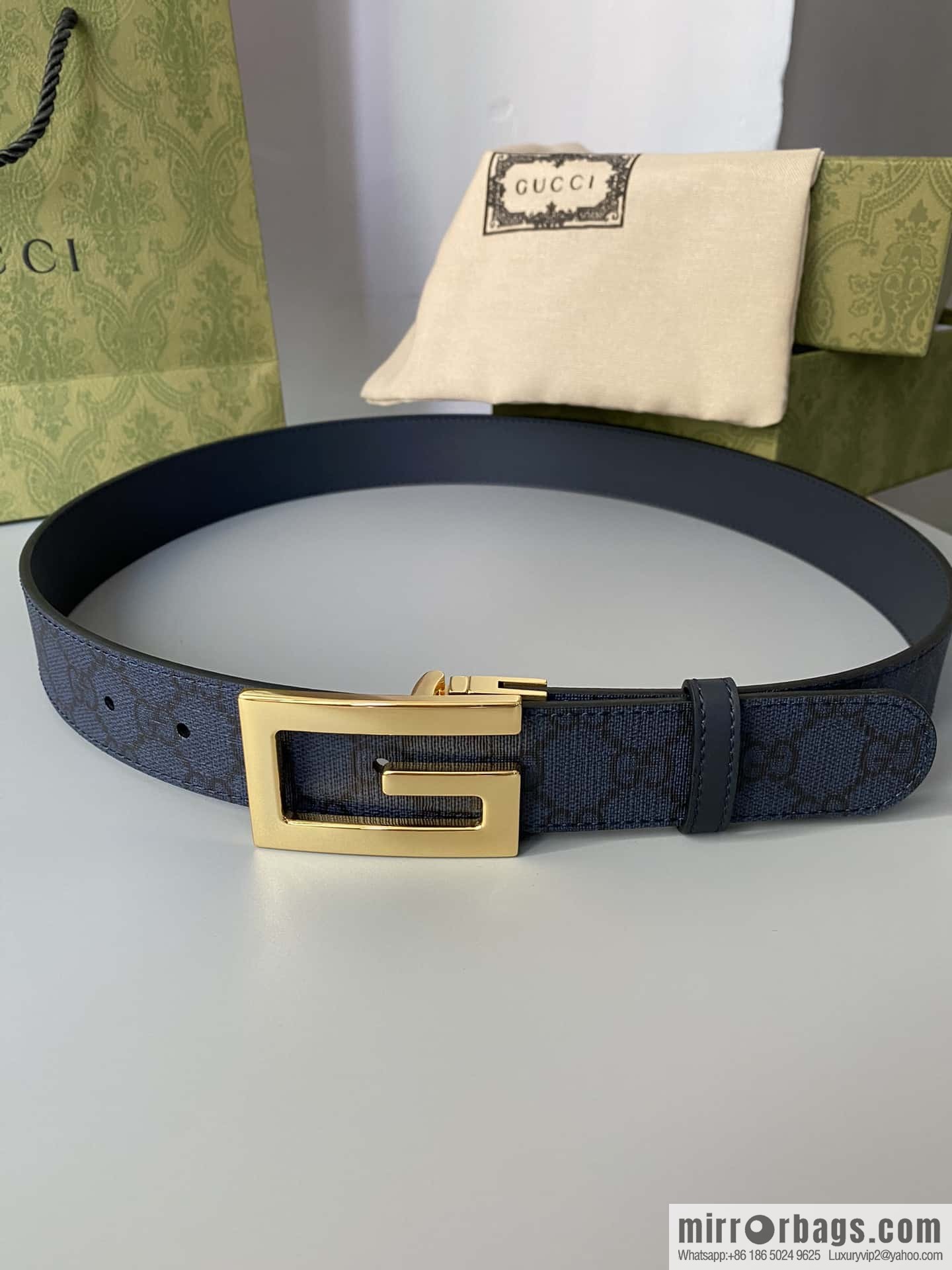 GUCCI 3.5cm square G-buckle double-sided belt