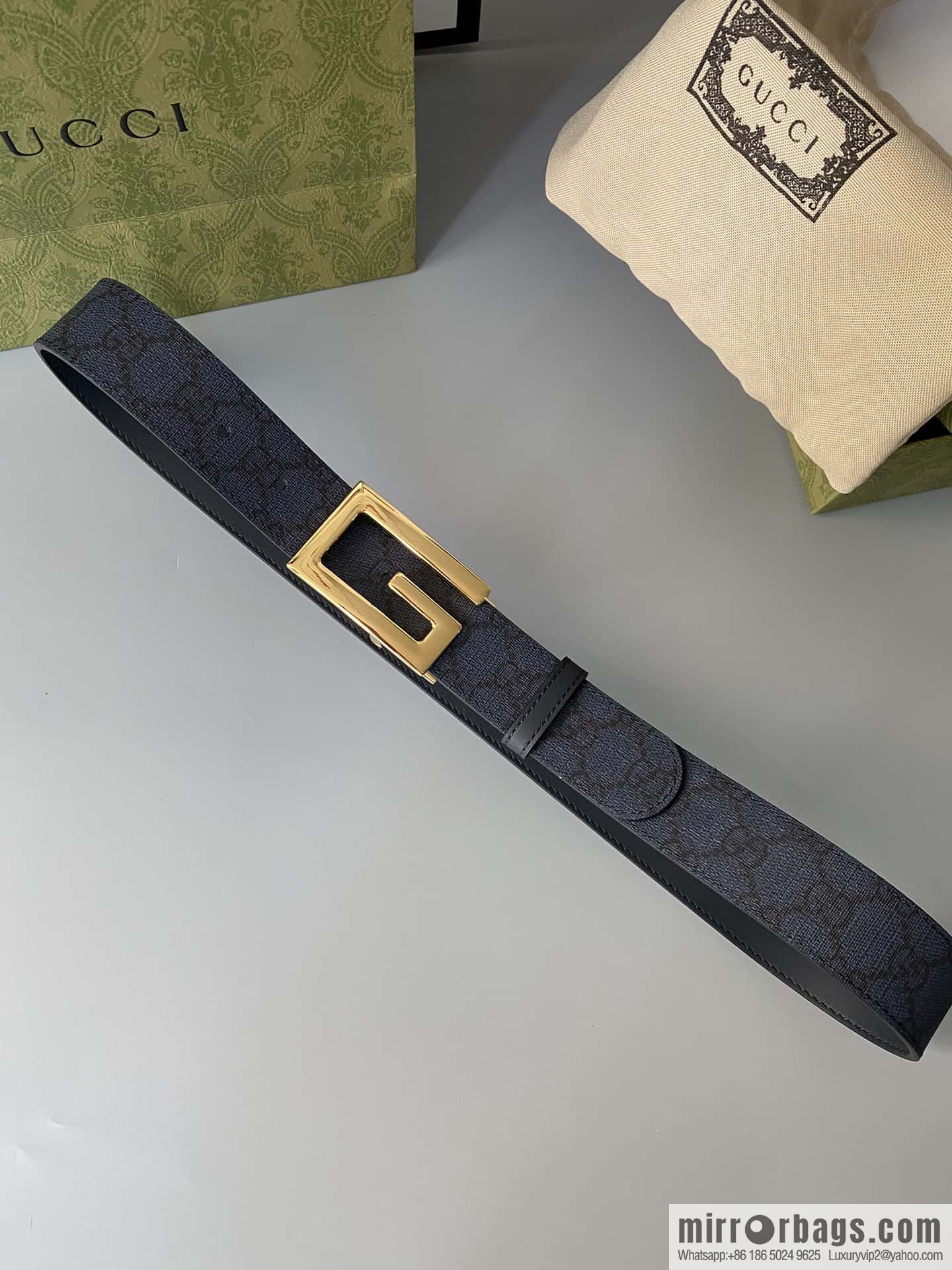 GUCCI 3.5cm square G-buckle double-sided belt