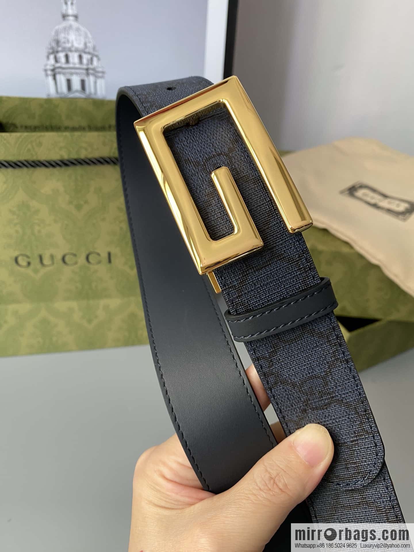 GUCCI 3.5cm square G-buckle double-sided belt