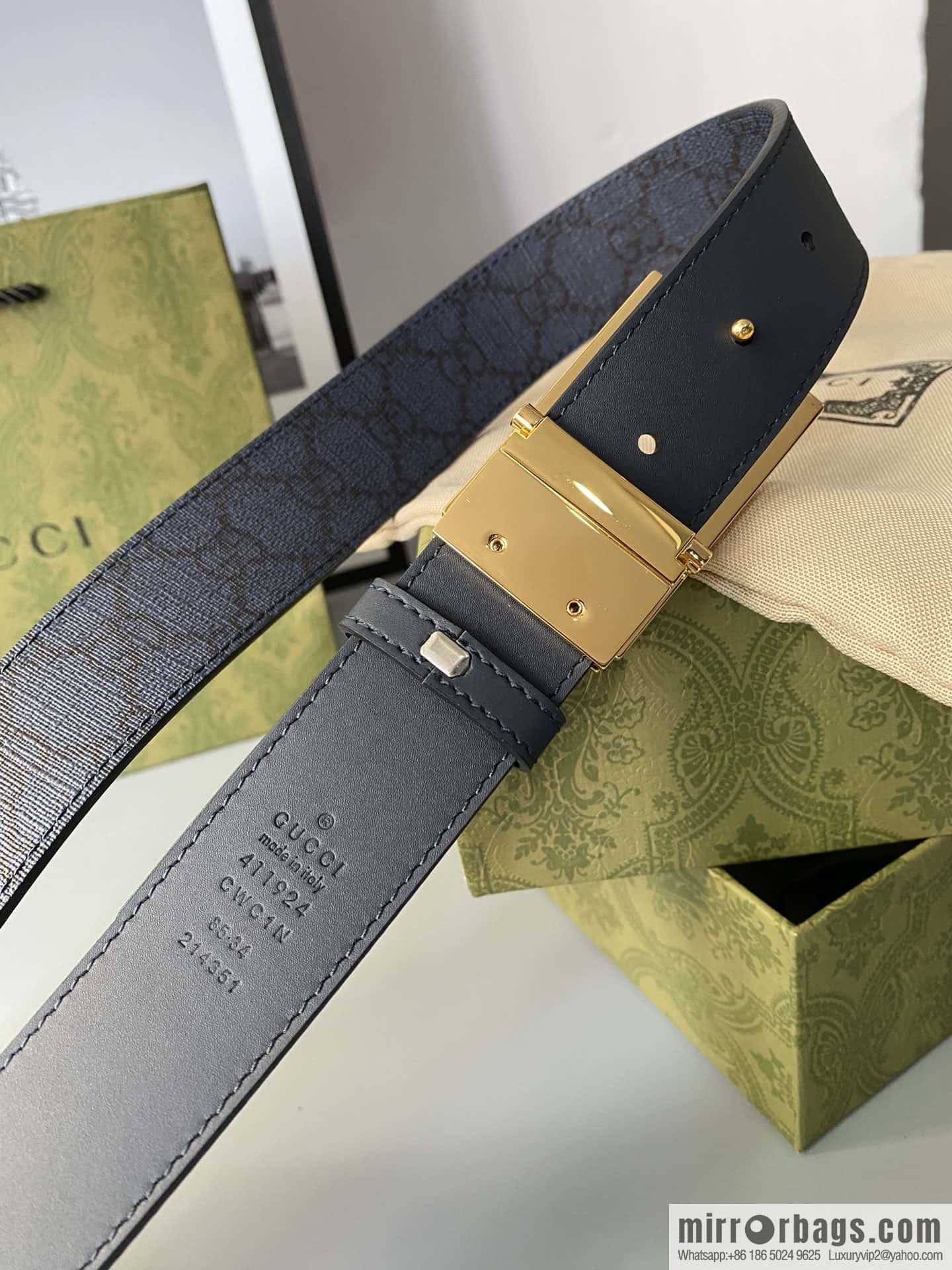 GUCCI 3.5cm square G-buckle double-sided belt