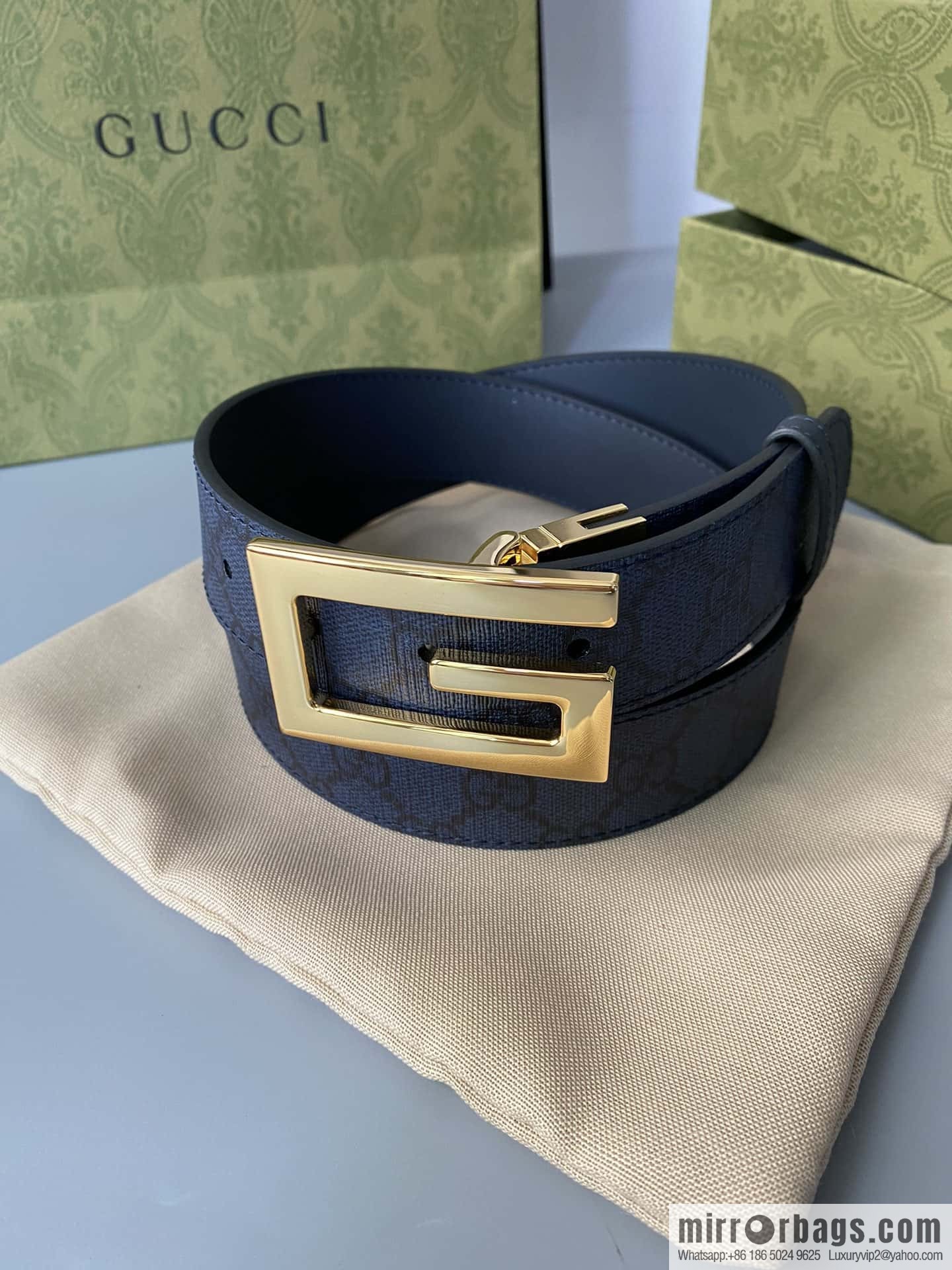 GUCCI 3.5cm square G-buckle double-sided belt