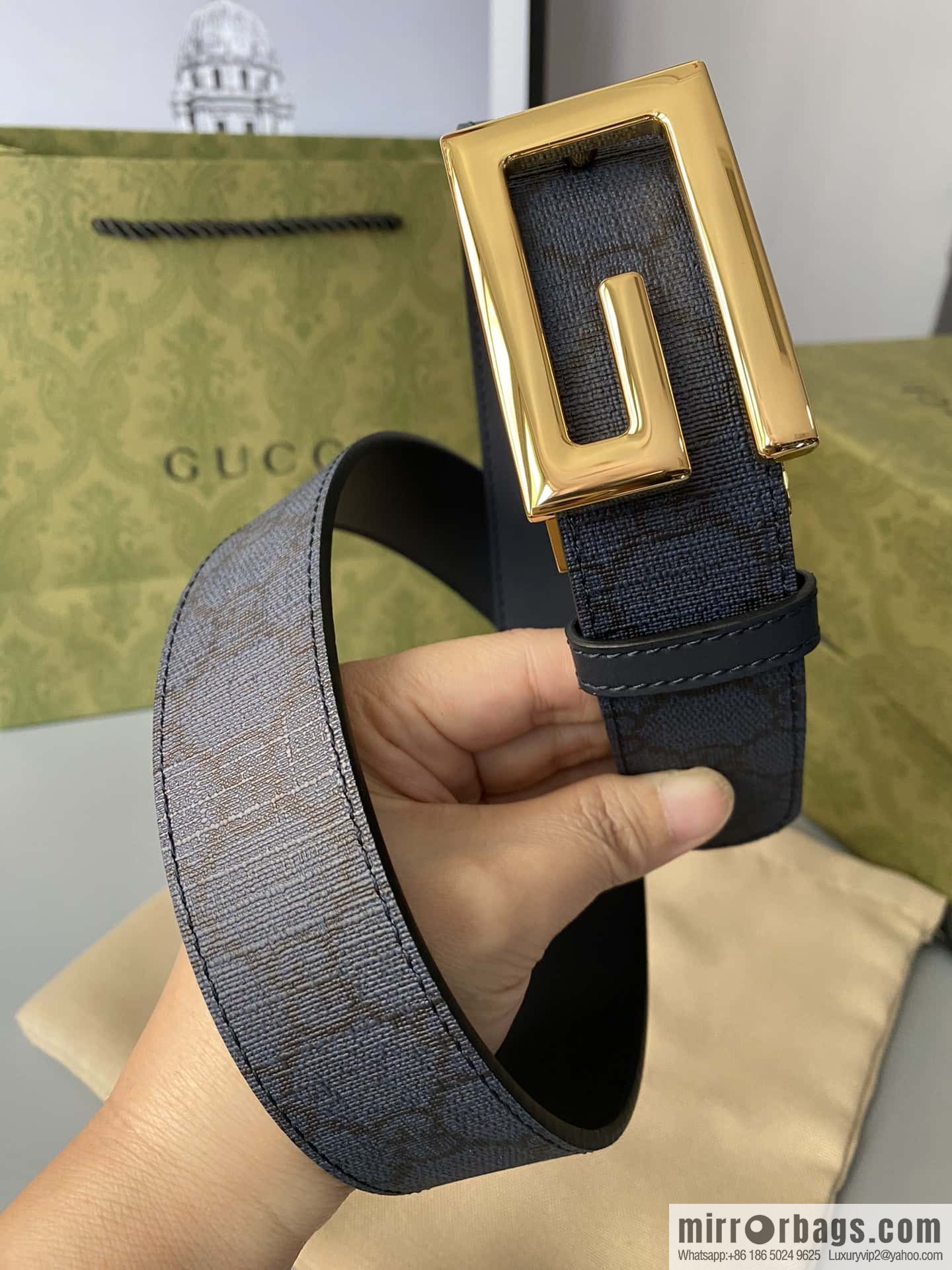 GUCCI 3.5cm square G-buckle double-sided belt