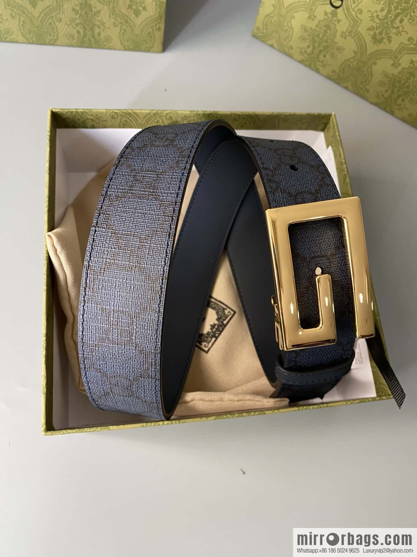 GUCCI 3.5cm square G-buckle double-sided belt