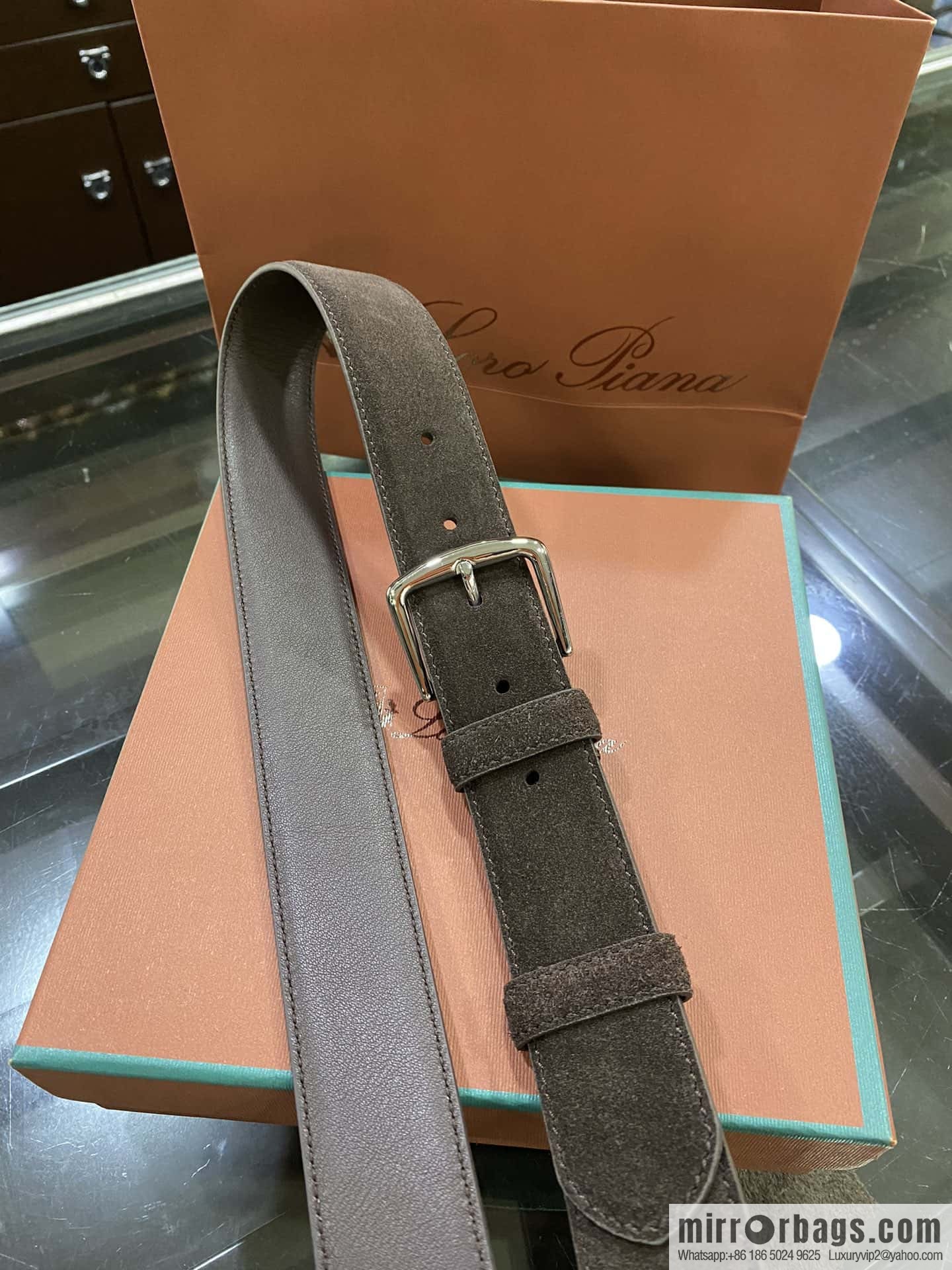Loro Piana, imported suede top layer cowhide belt 3.5cm