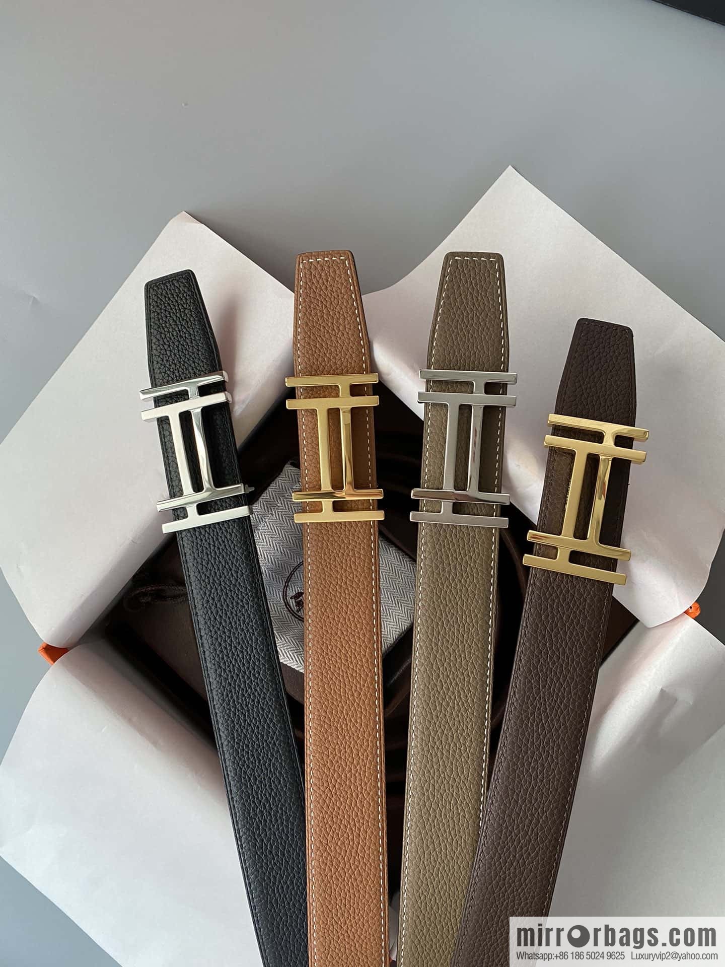 Hermes Togo Leather Double Sided Leather Belt 32mm