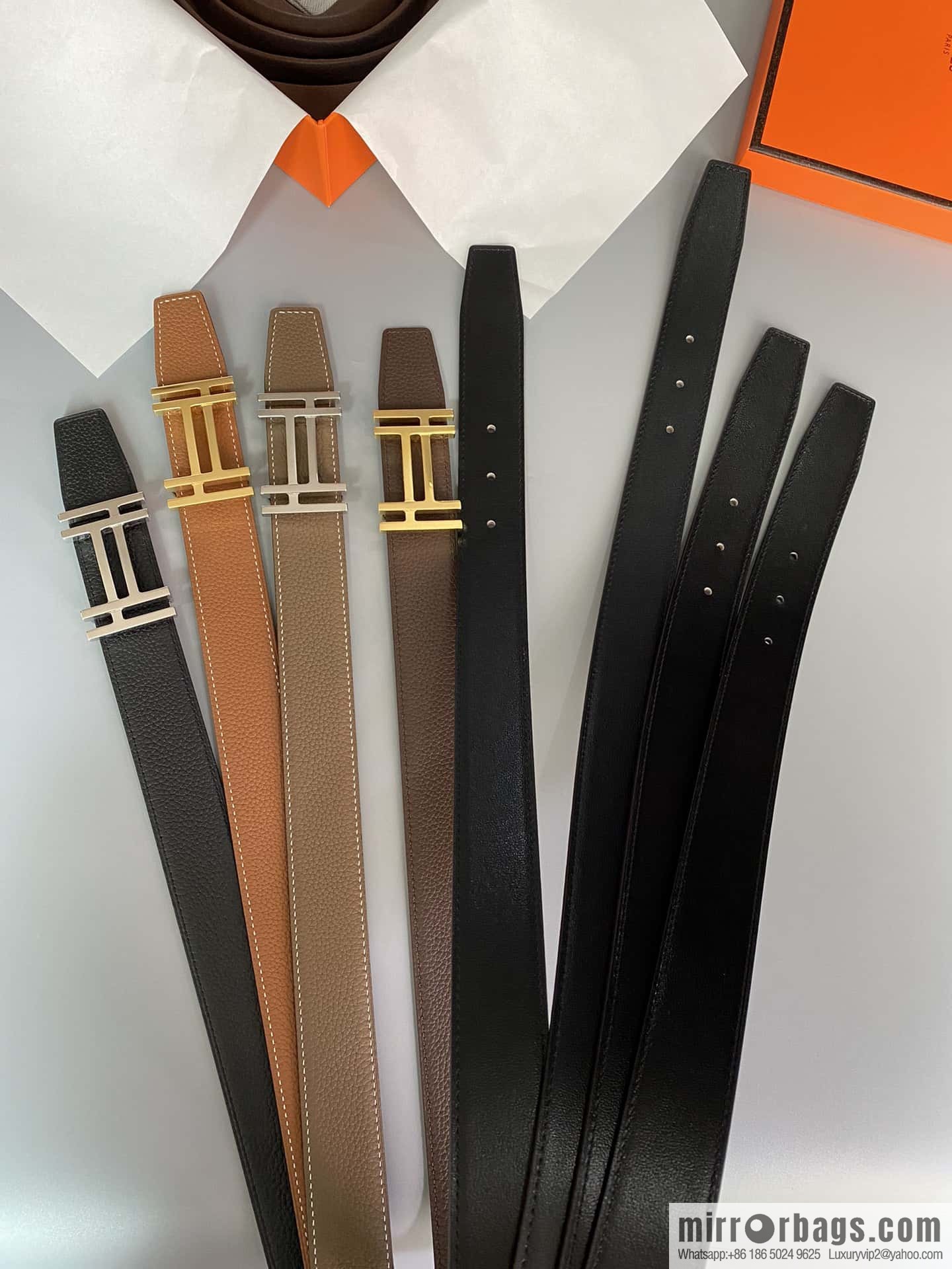 Hermes Togo Leather Double Sided Leather Belt 32mm