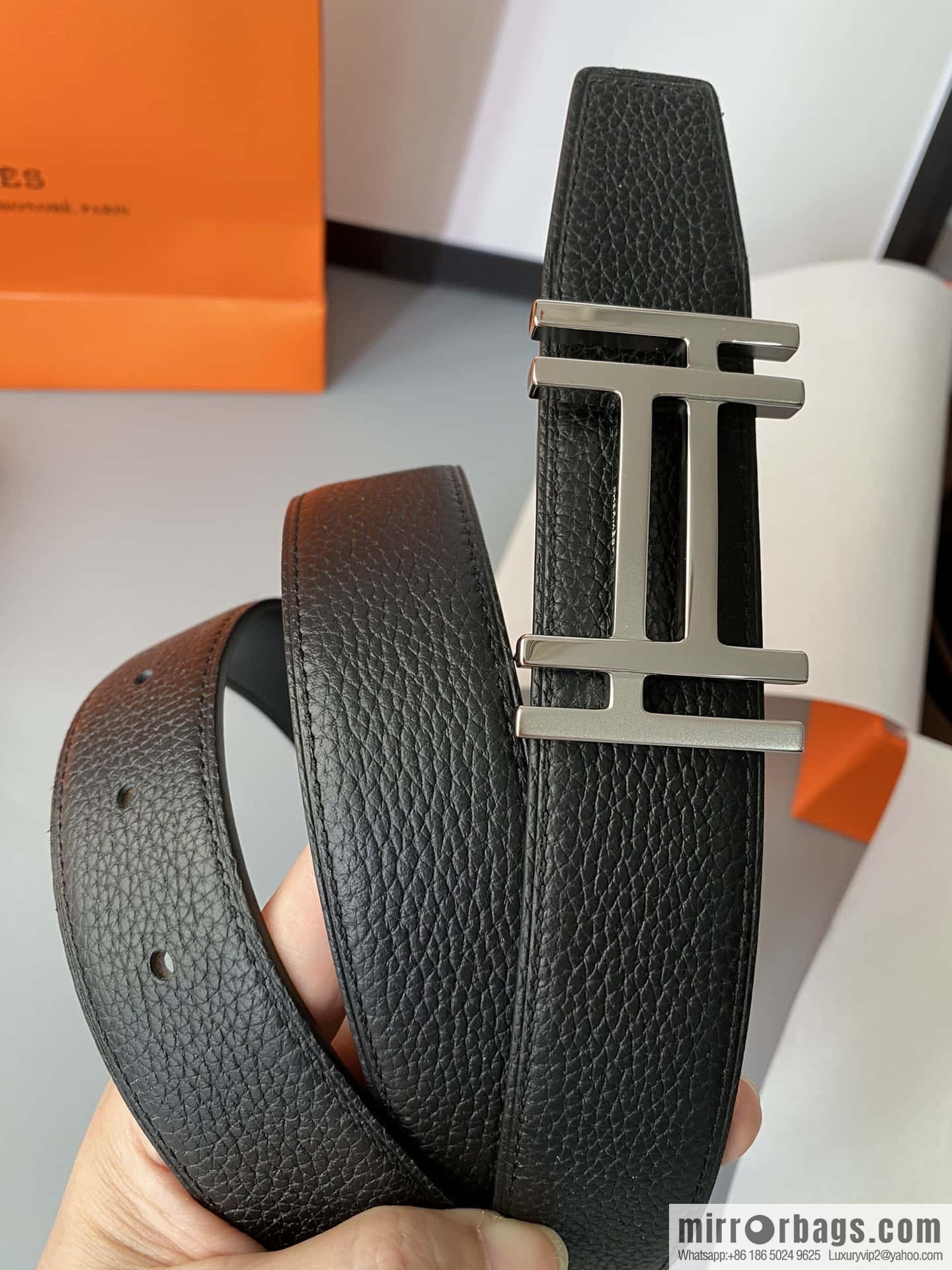 Hermes Togo Leather Double Sided Leather Belt 32mm