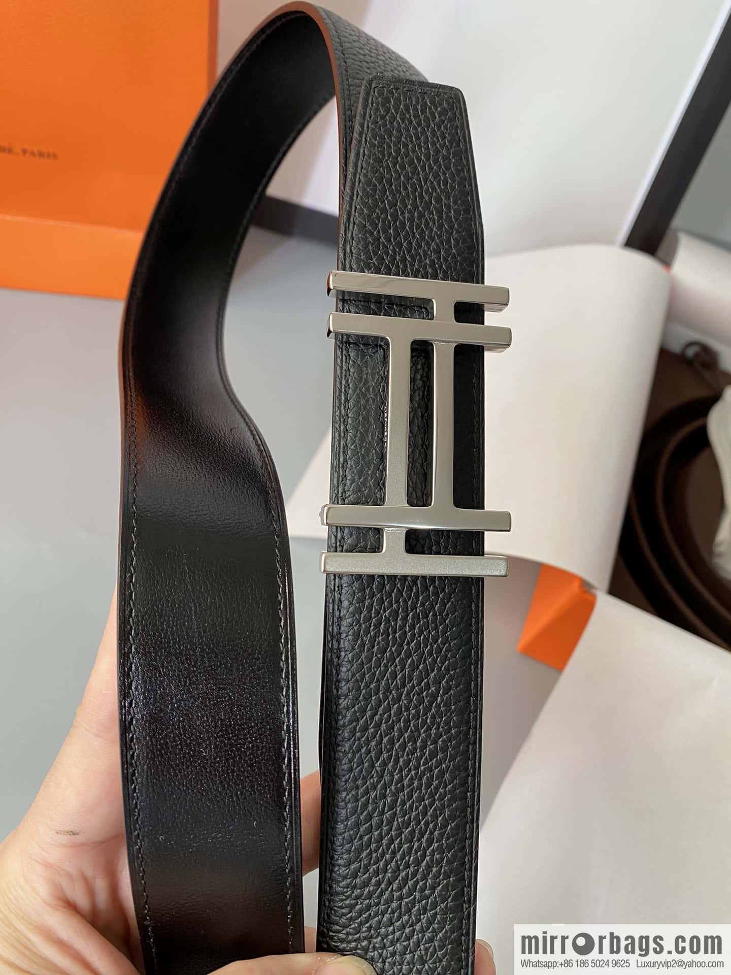 Hermes Togo Leather Double Sided Leather Belt 32mm