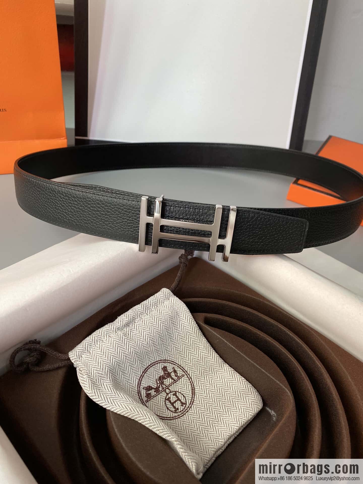 Hermes Togo Leather Double Sided Leather Belt 32mm