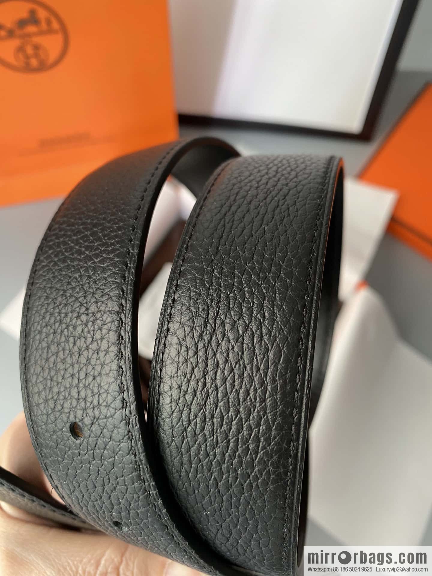 Hermes Togo Leather Double Sided Leather Belt 32mm