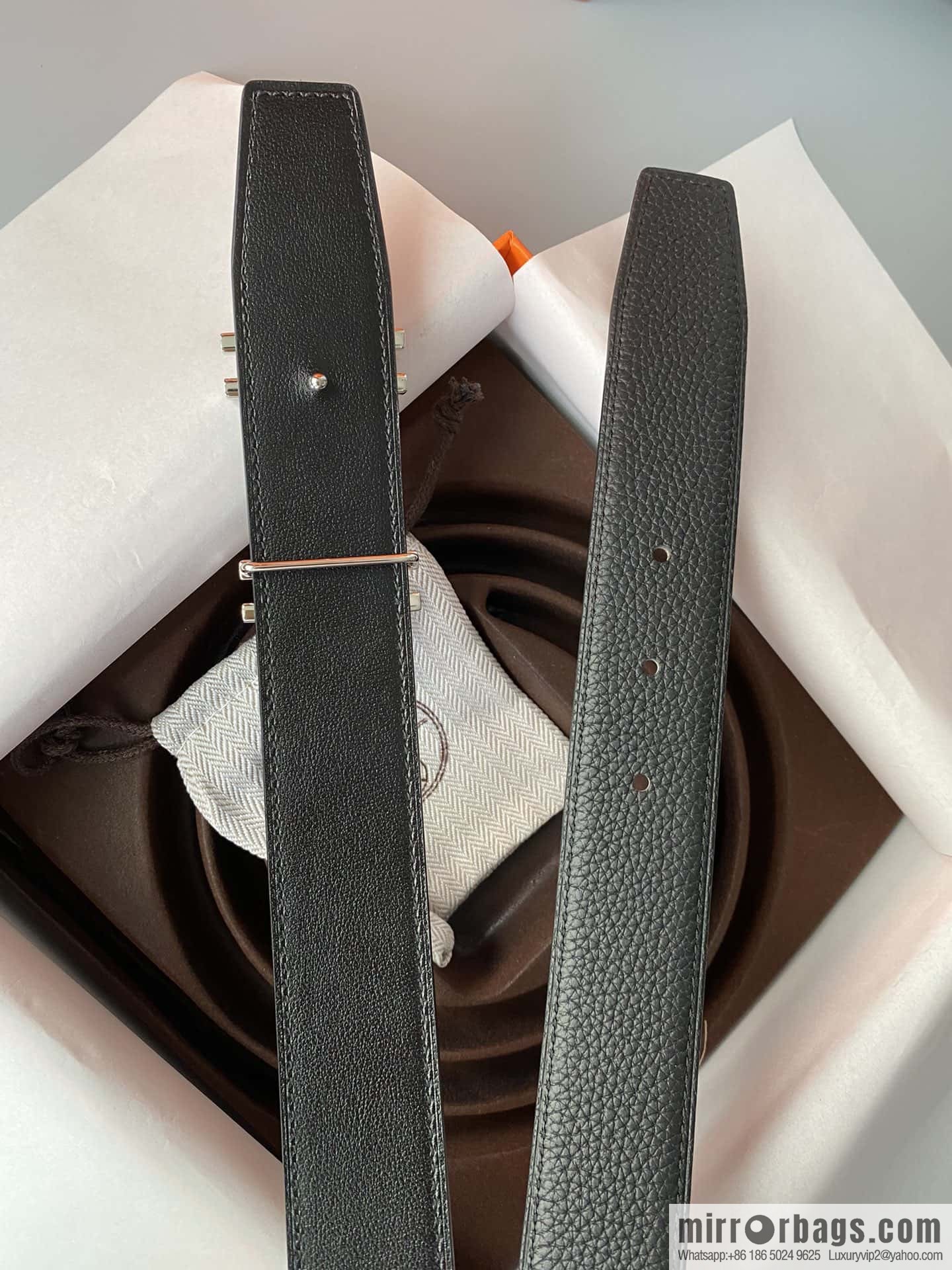 Hermes Togo Leather Double Sided Leather Belt 32mm