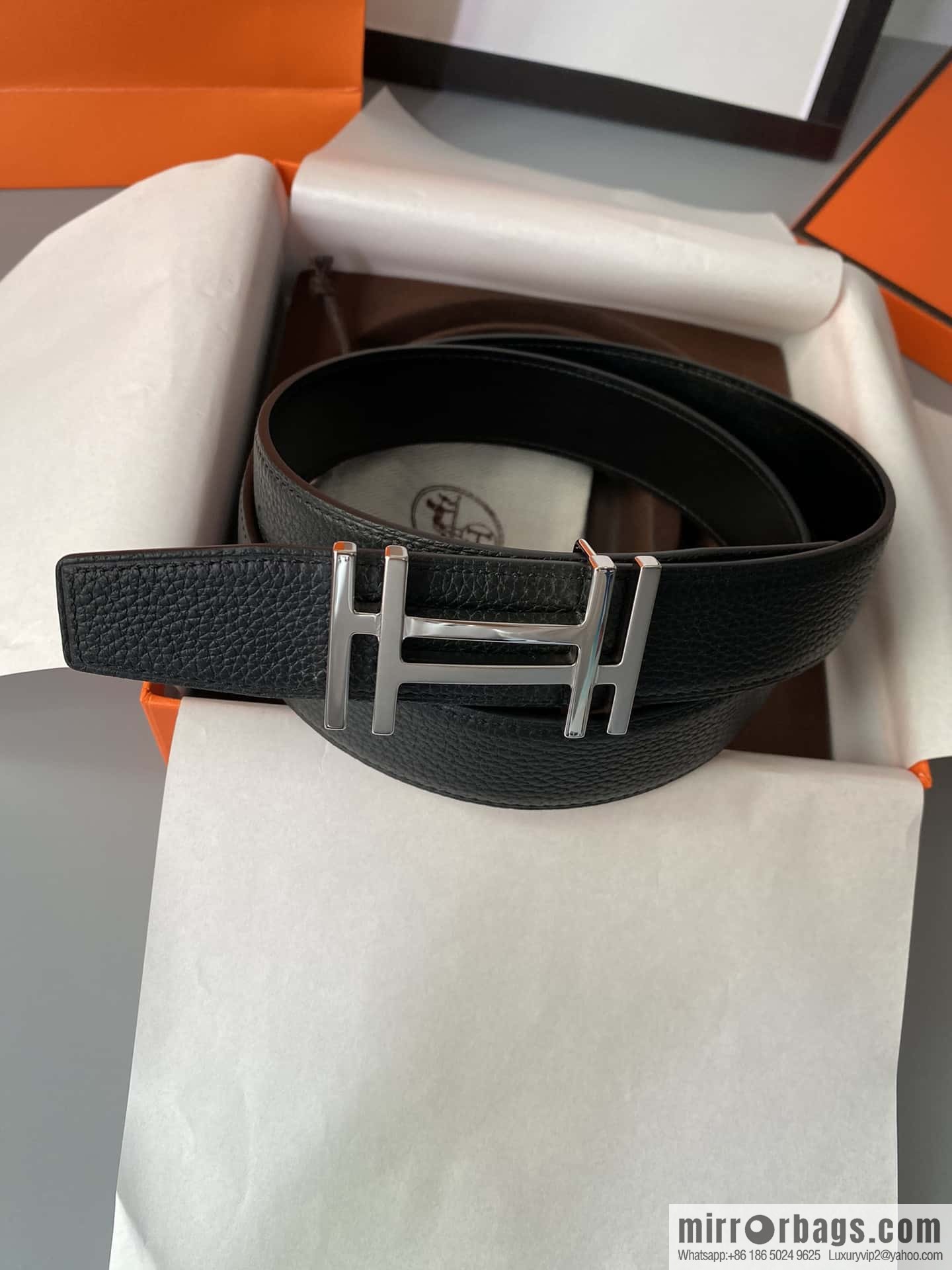 Hermes Togo Leather Double Sided Leather Belt 32mm