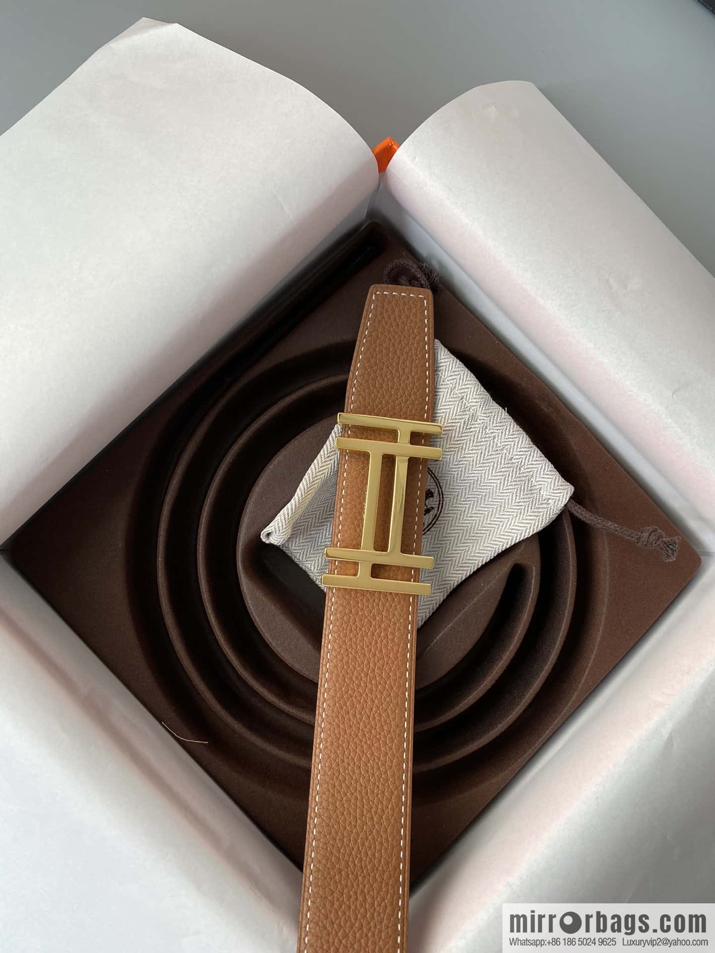 Hermes Togo Leather Double Sided Leather Belt 32mm