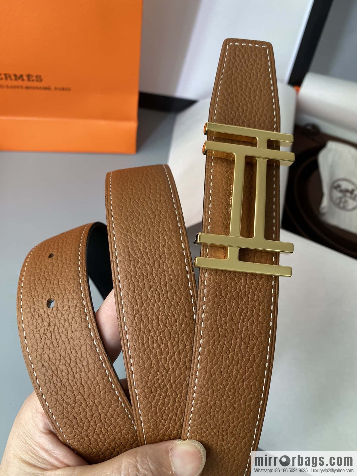 Hermes Togo Leather Double Sided Leather Belt 32mm