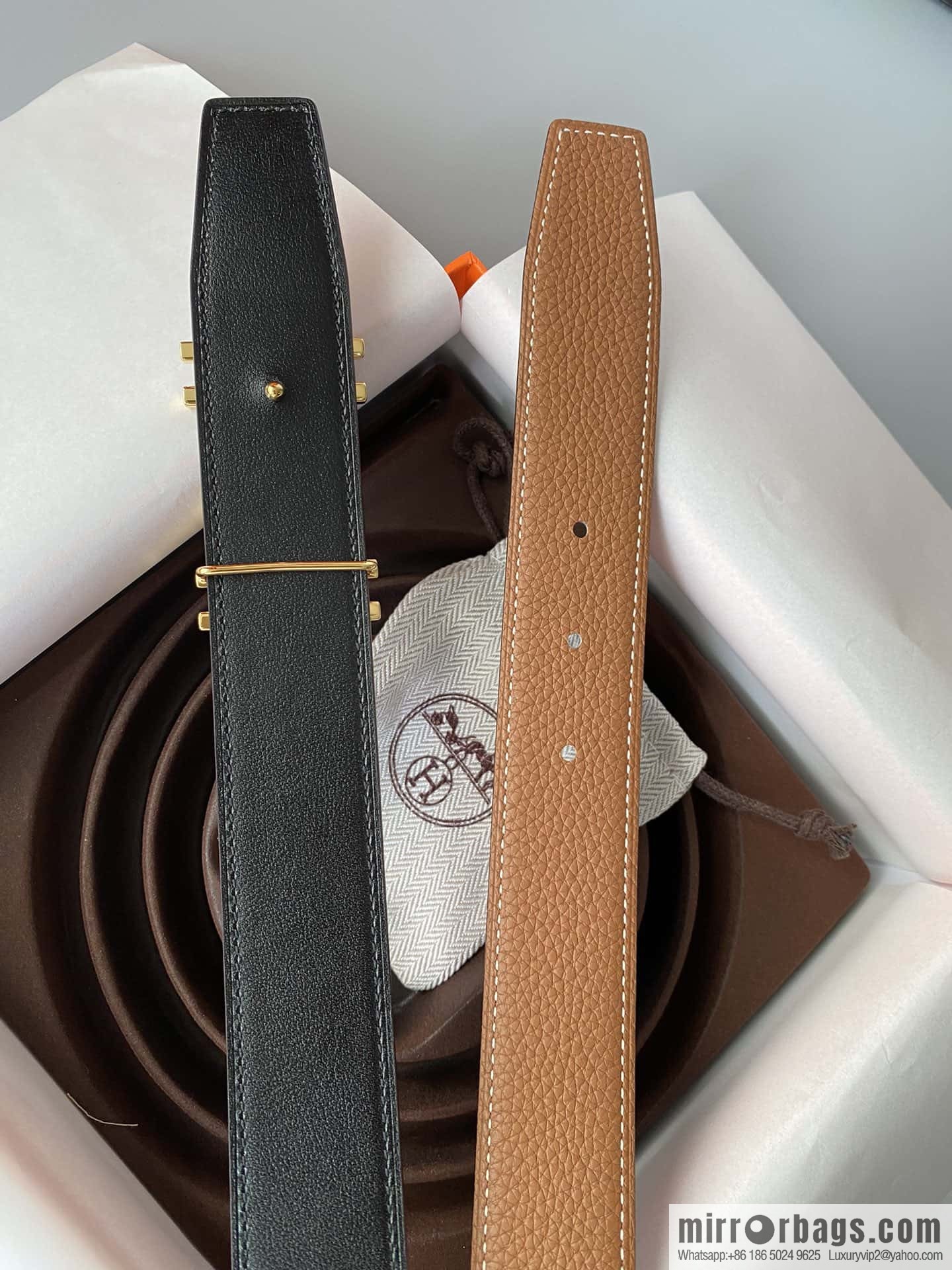 Hermes Togo Leather Double Sided Leather Belt 32mm