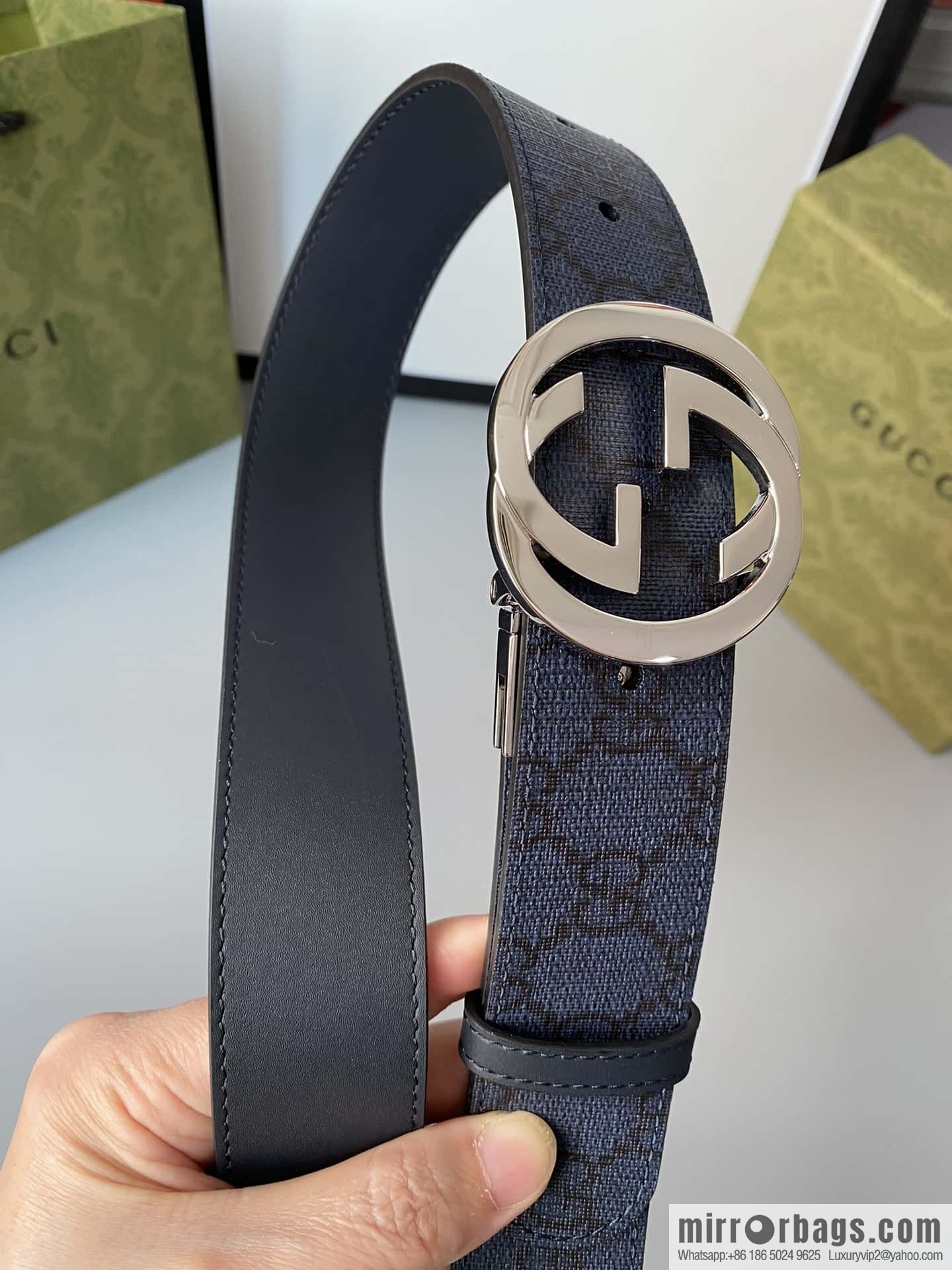 GUCCI 3.5cm square G-buckle double-sided belt