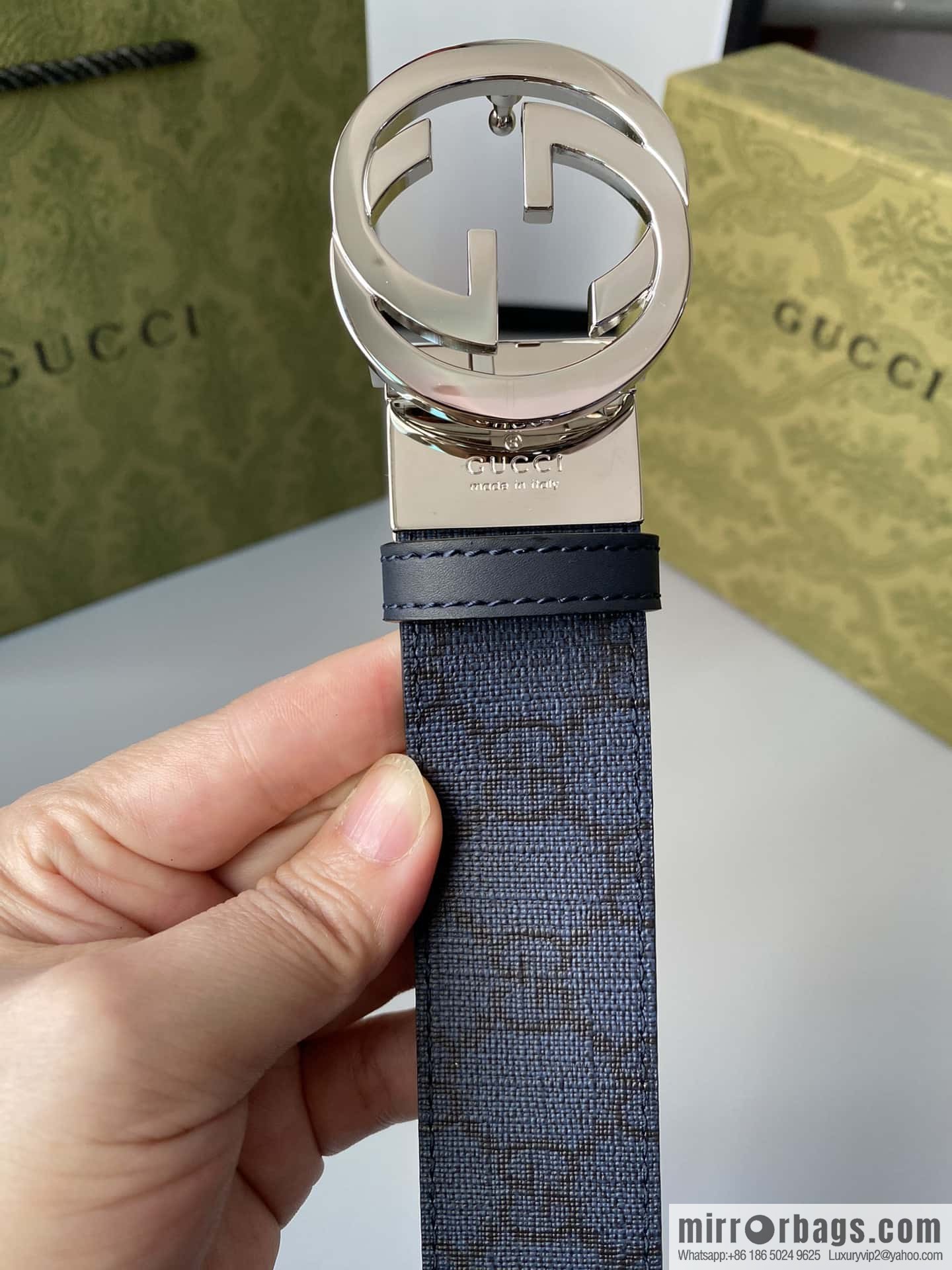 GUCCI 3.5cm square G-buckle double-sided belt