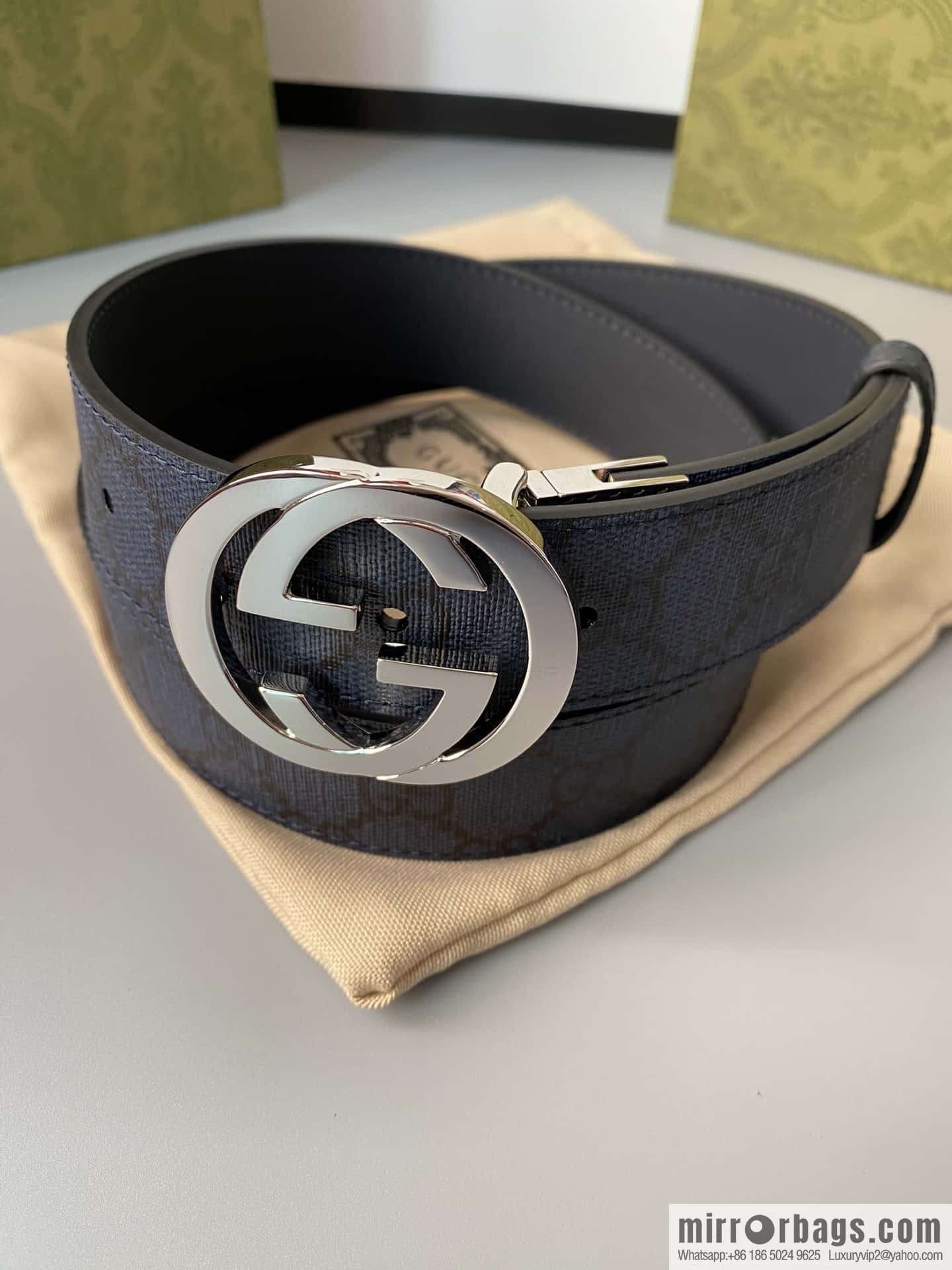 GUCCI 3.5cm square G-buckle double-sided belt