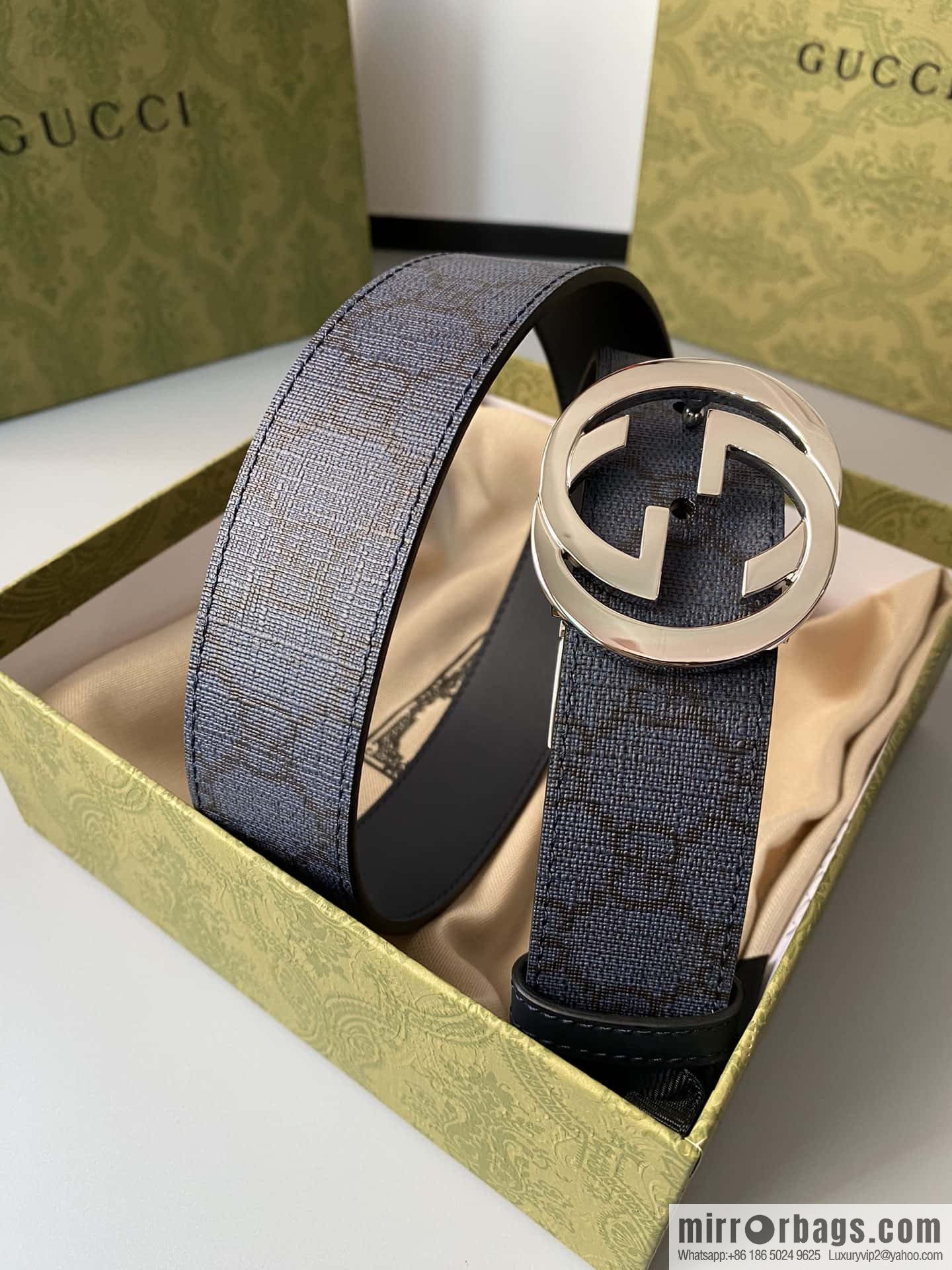 GUCCI 3.5cm square G-buckle double-sided belt
